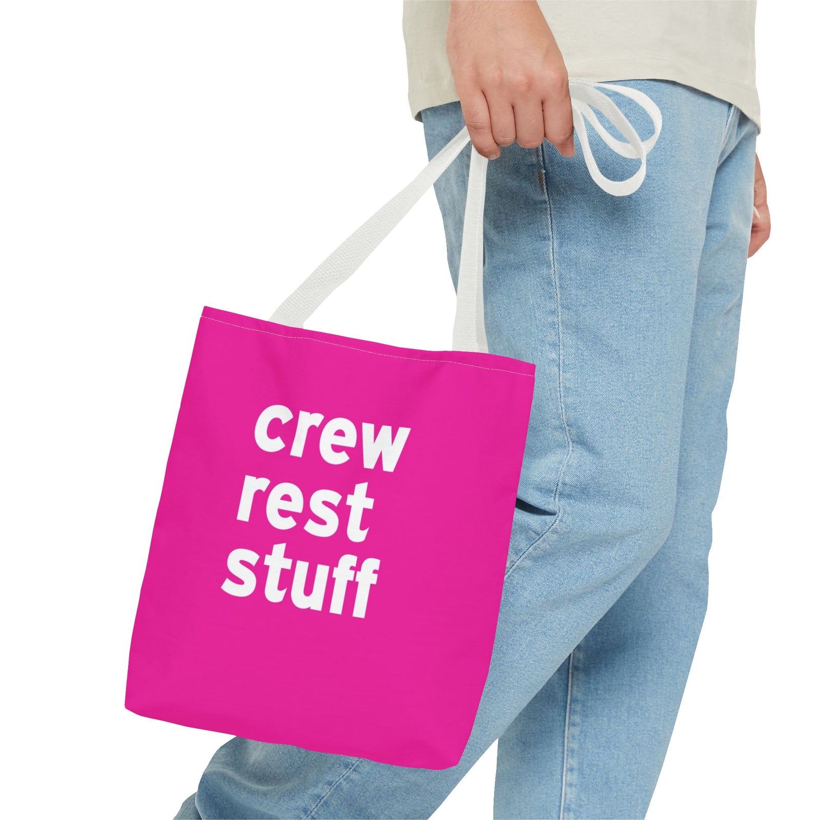Crew Rest Stuff Tote Bag — Printed Green Travel Tote