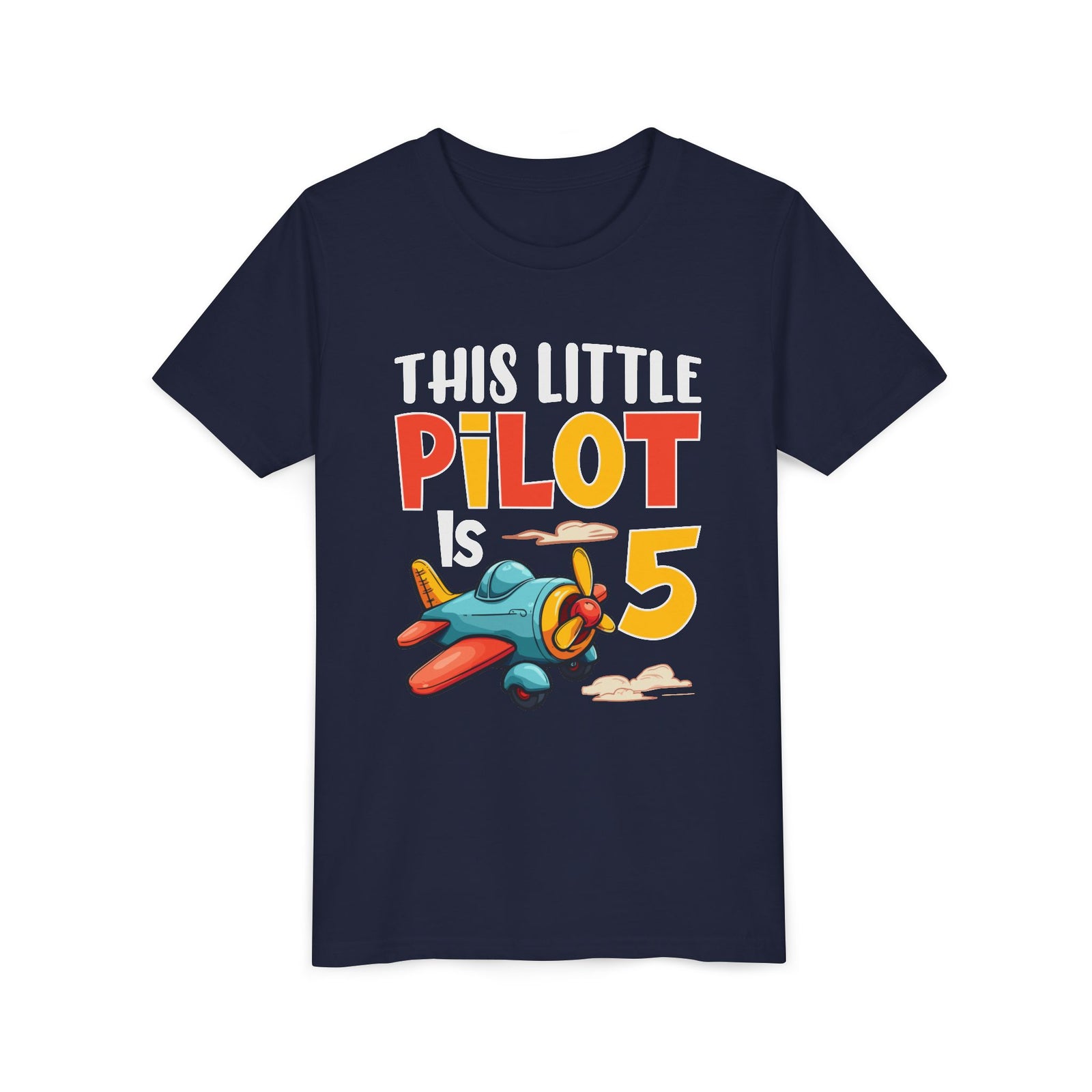 This Little Pilot Is 5 - Unisex Youth Short Sleeve Tee