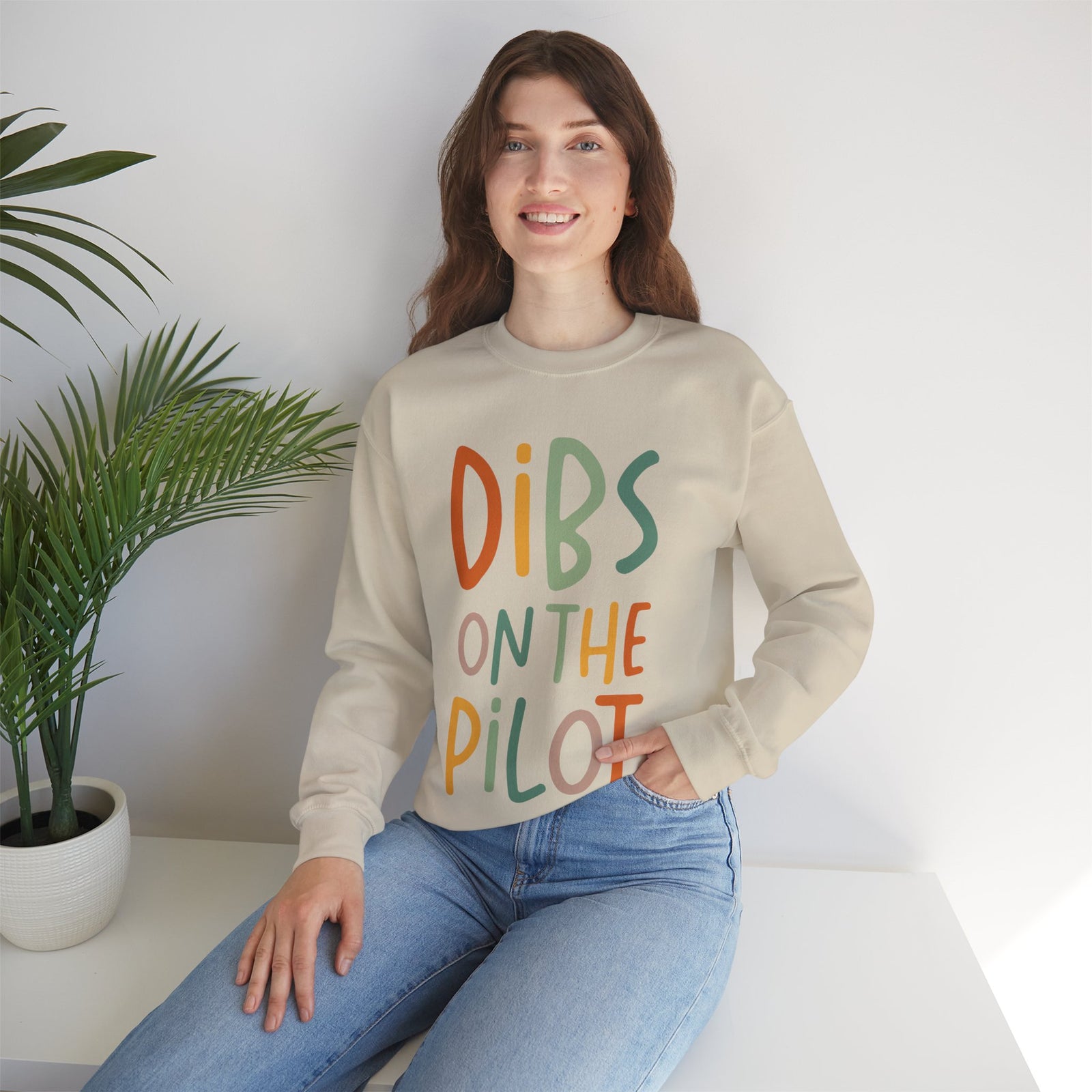 Dibs On The Pilot Crewneck Sweatshirt - Travel Inspiring Cozy Apparel