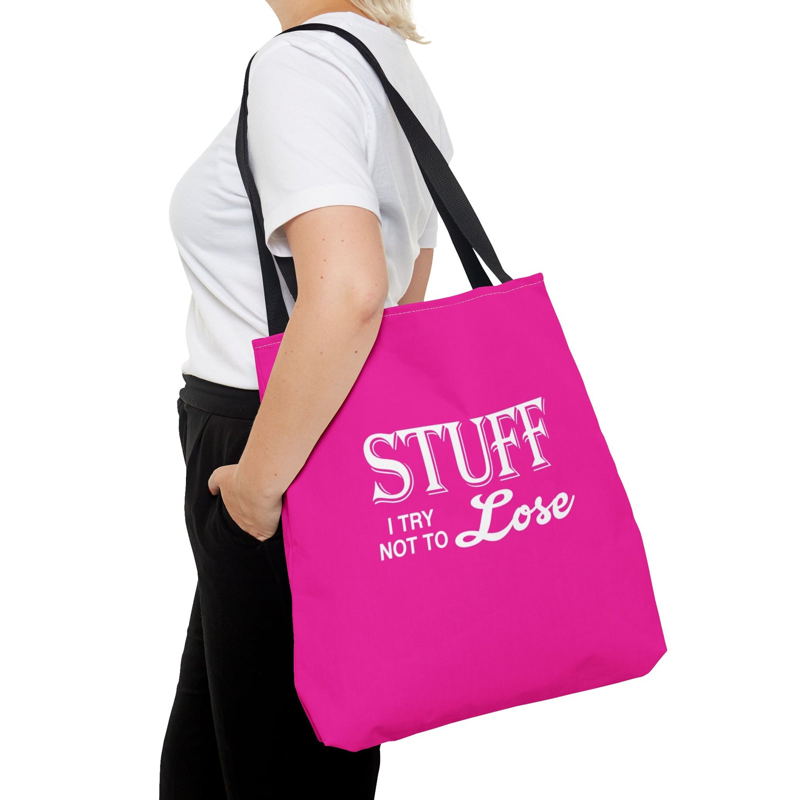 Stuff I Try Not To Lose Tote Bag — Printed Green Travel Tote