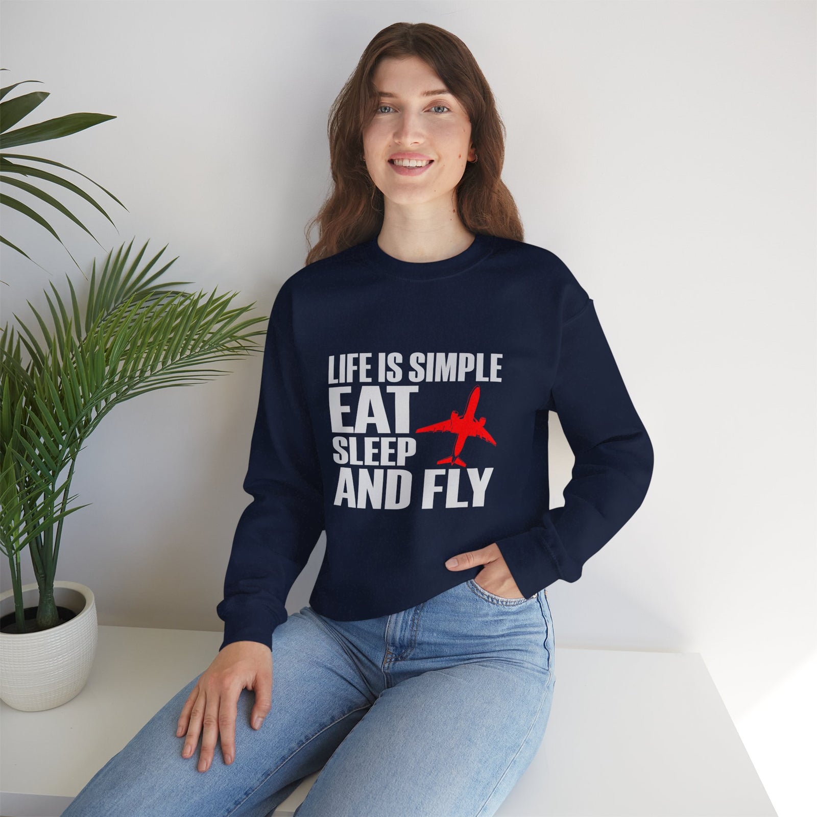 Life Is Simple Crewneck Sweatshirt - Travel Inspiring Cozy Apparel