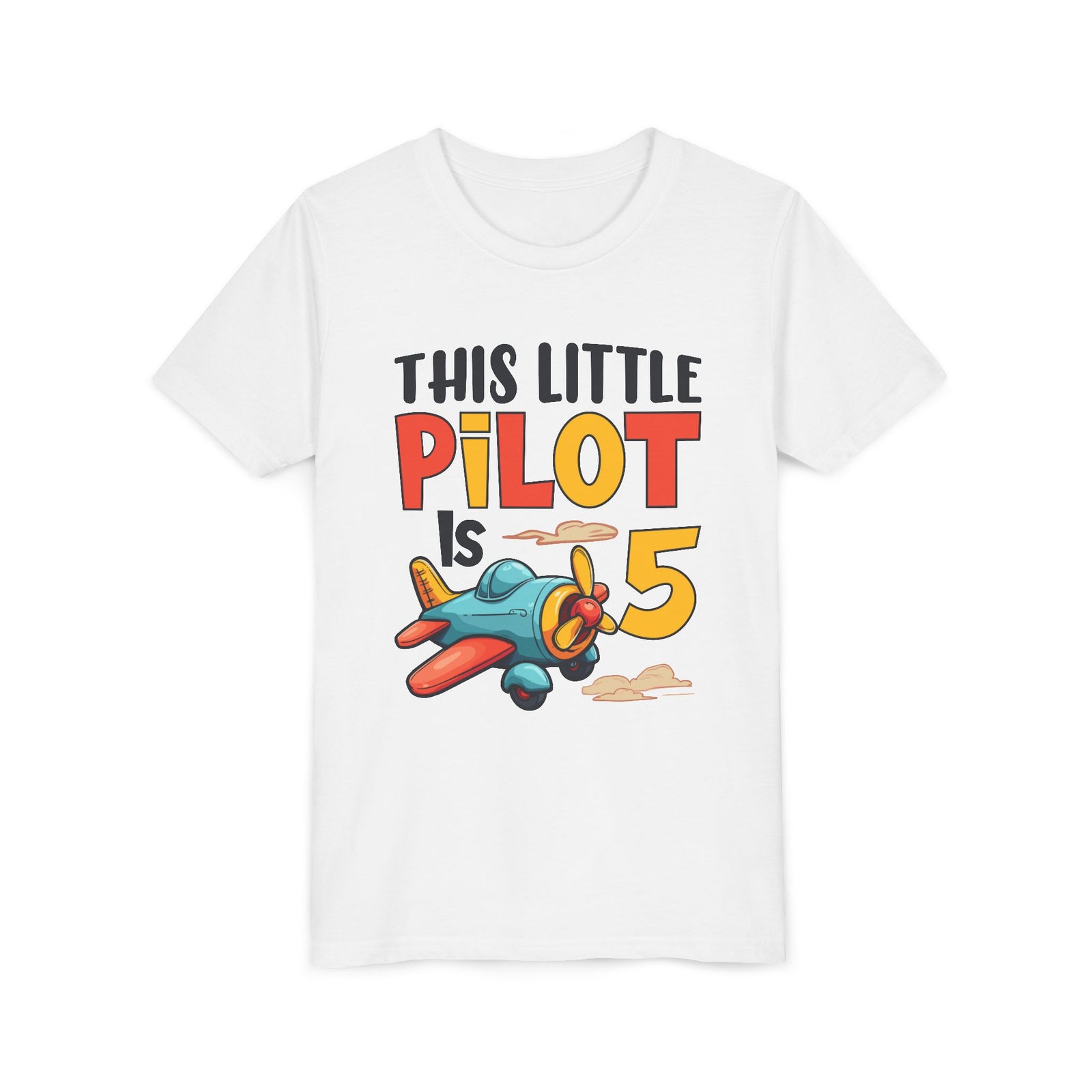 This Little Pilot Is 5 - Unisex Youth Short Sleeve Tee
