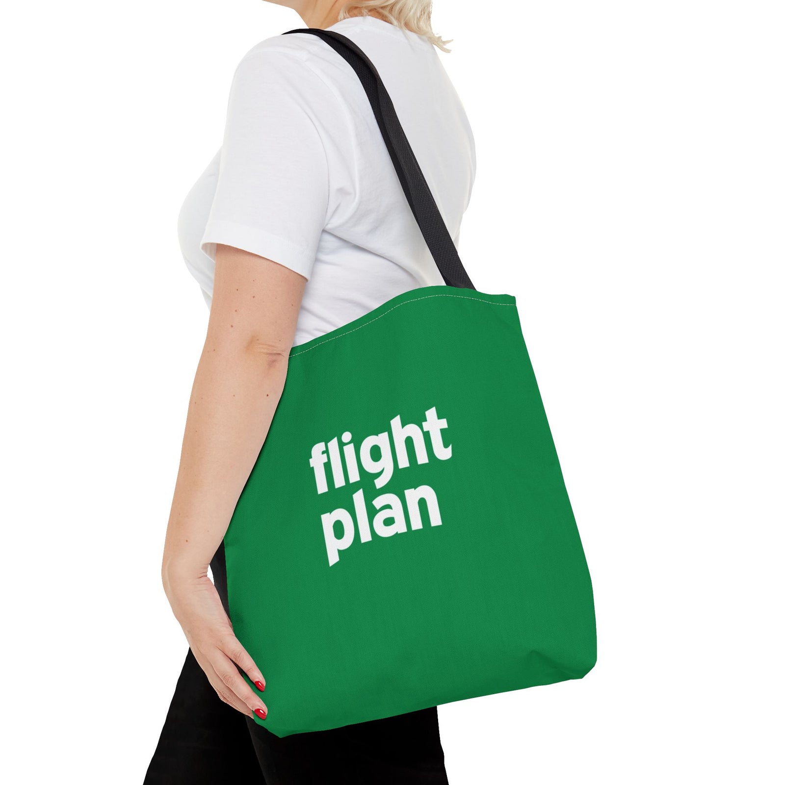 Flight Plan Tote Bag — Printed Green Travel Tote