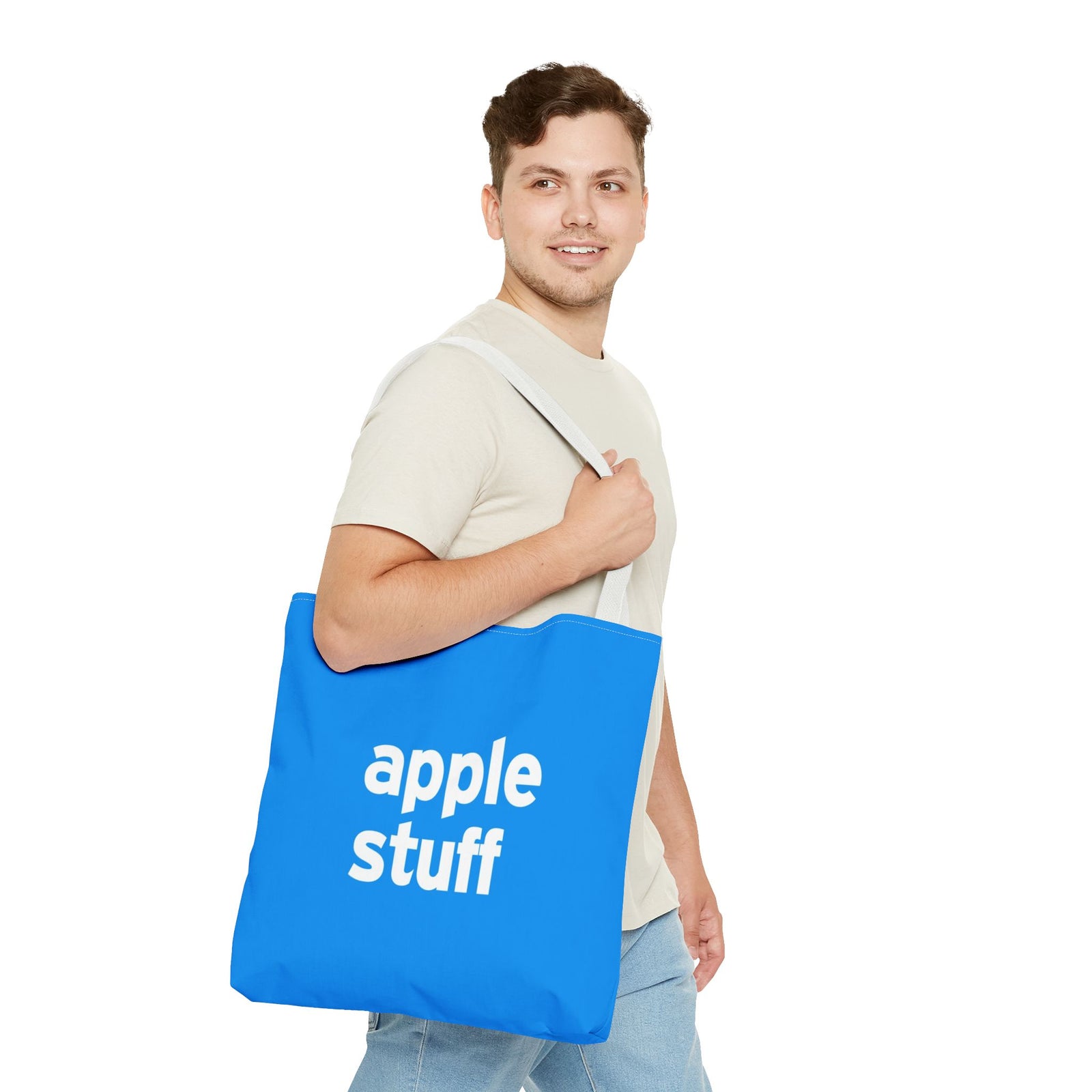 Apple Stuff Tote Bag — Printed Green Travel Tote
