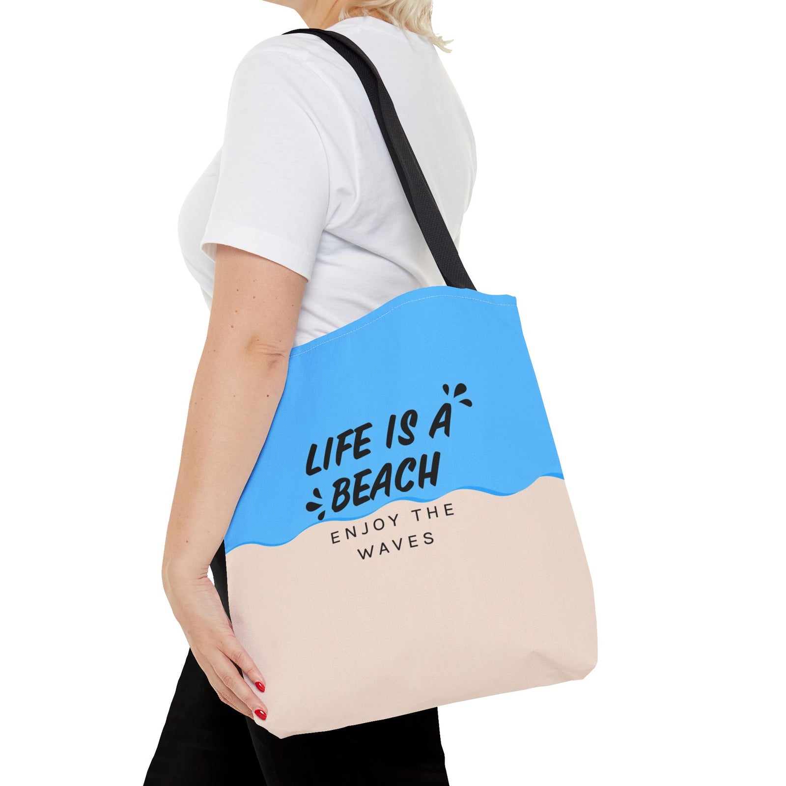 Life Is A Beach Tote Bag — Printed Green Travel Tote