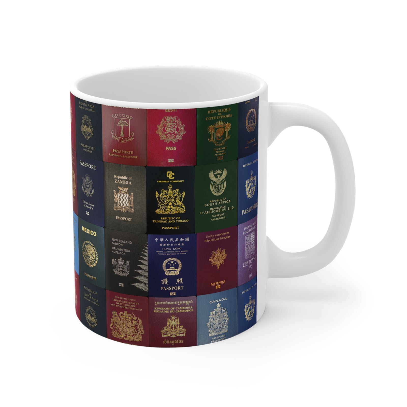 Passports - 11oz Ceramic Coffee Cup for Aviation Enthusiasts