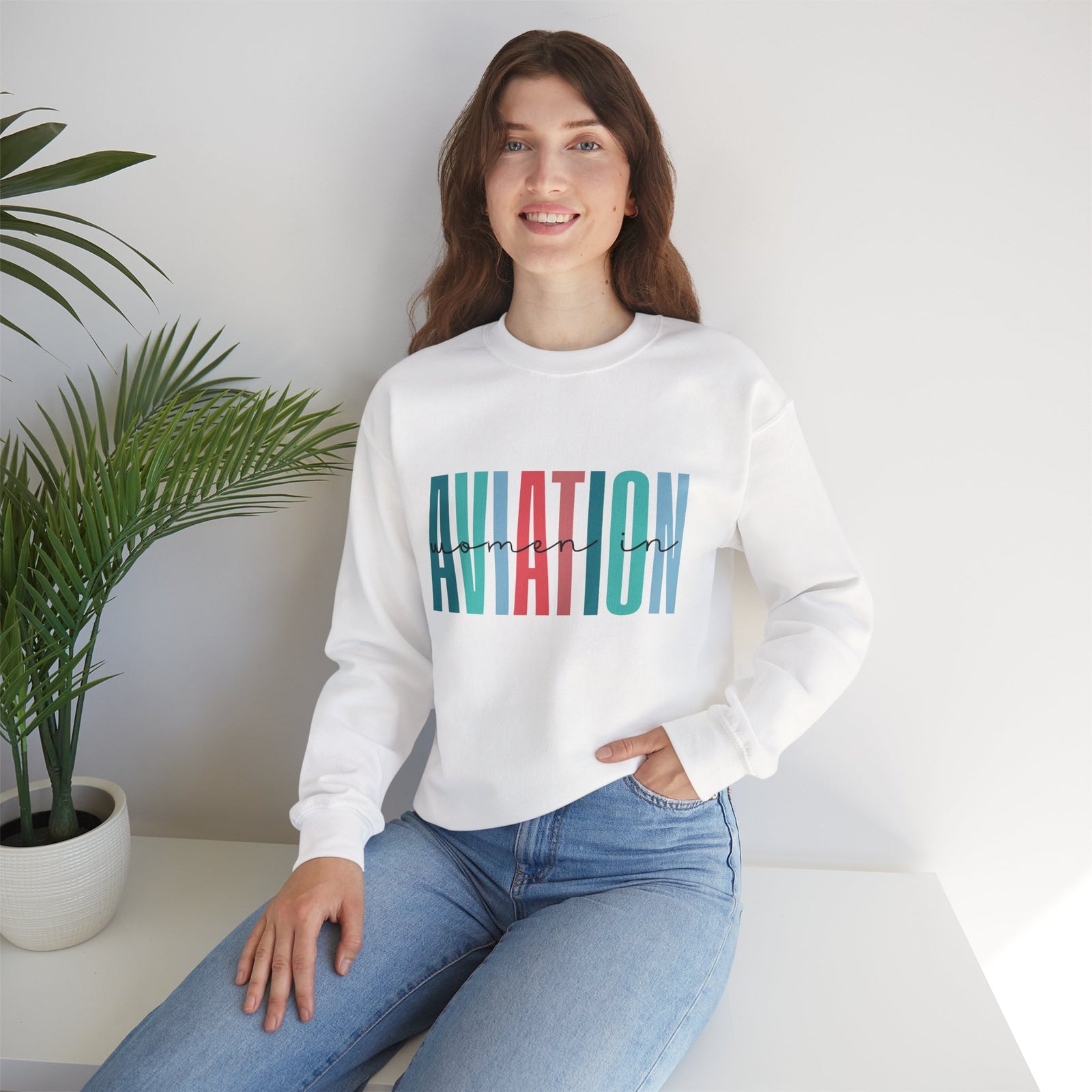 Woman In Aviation Crewneck Sweatshirt - Travel Inspiring Cozy Apparel