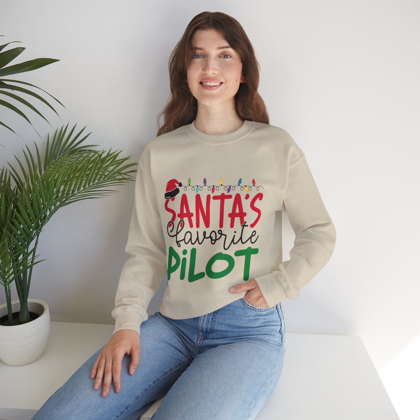 Santa’s favourite pilot Crewneck Sweatshirt - Travel Inspiring Cozy Apparel