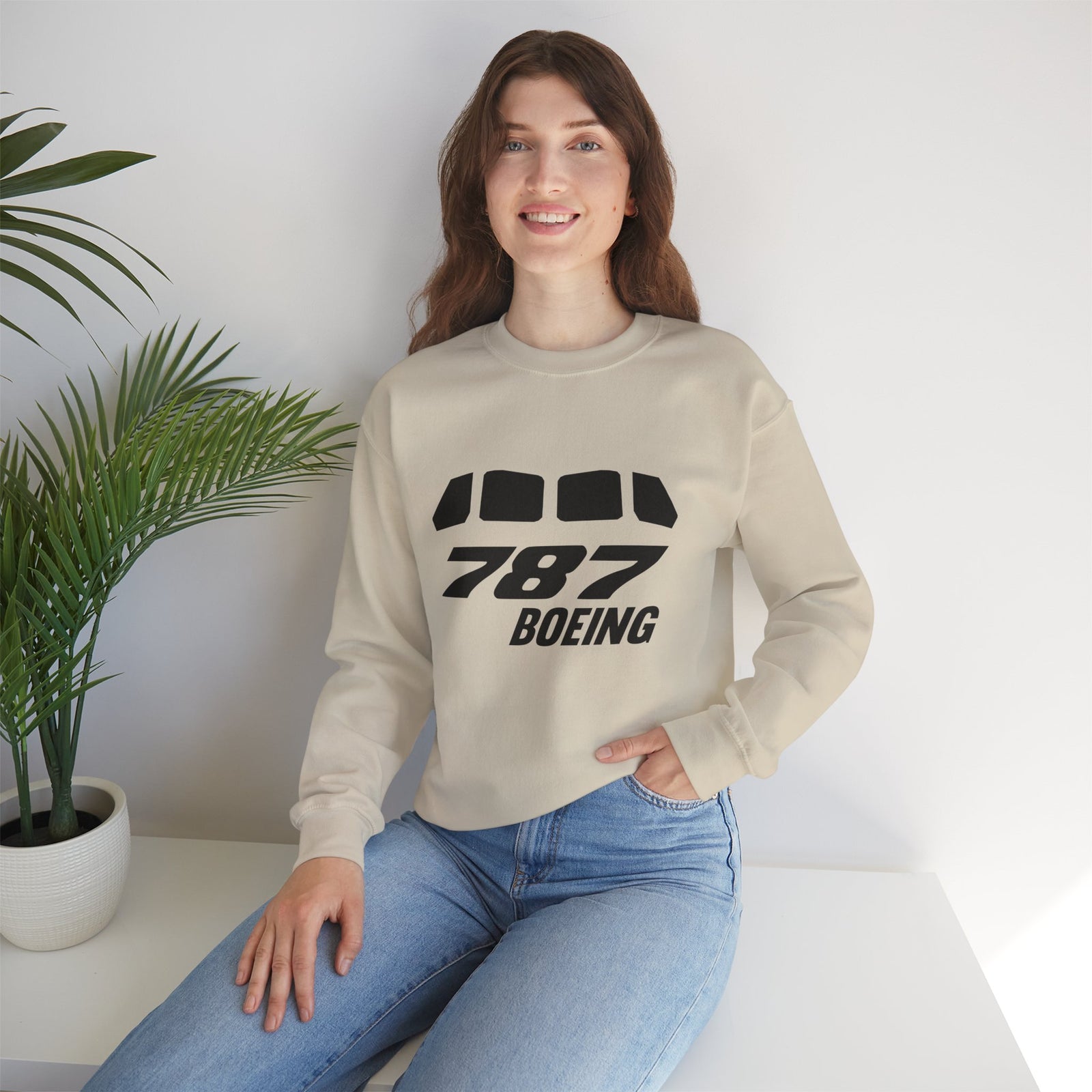 Boeing 787 Windshield Crewneck Sweatshirt - Travel Inspiring Cozy Apparel
