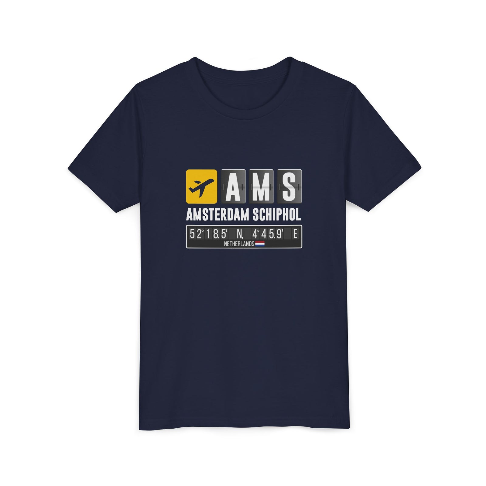 AMS Amsterdam Airport Schiphol - Unisex Youth Short Sleeve Tee