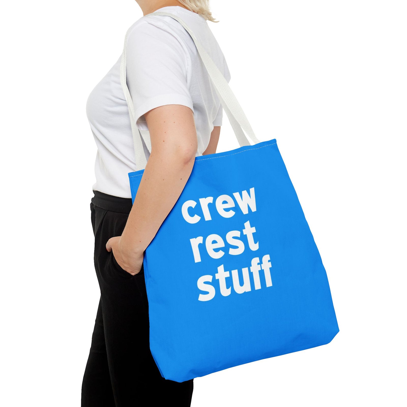 Crew Rest Stuff Tote Bag — Printed Green Travel Tote