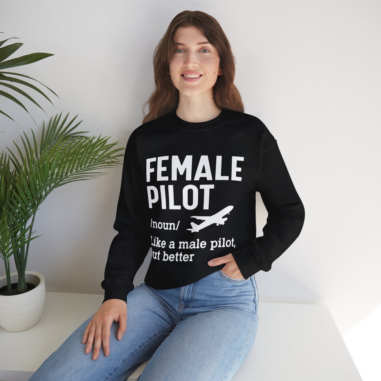 Female Pilot - Unisex Crewneck Sweatshirt