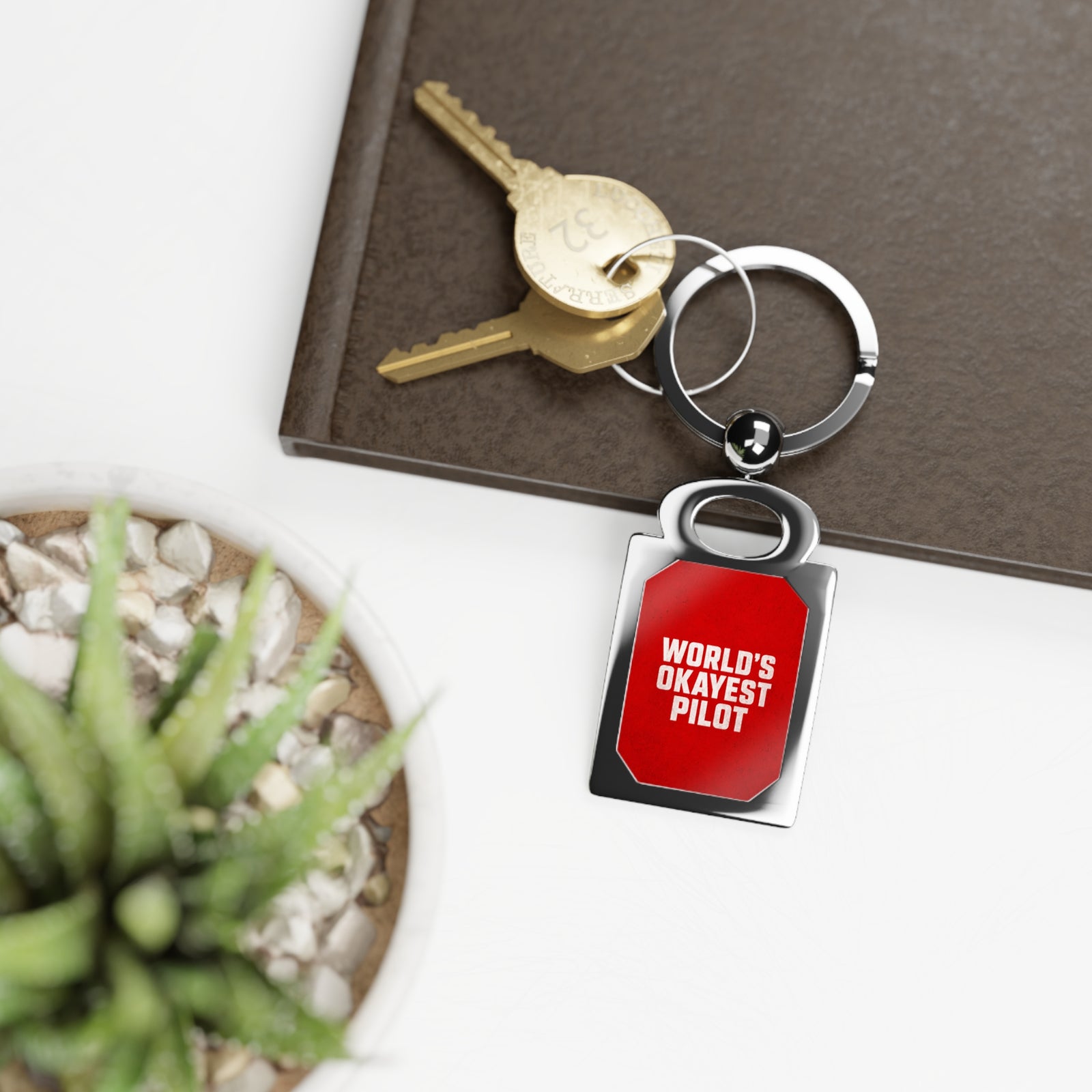 World's Okayest Pilot - Rectangle Keyring