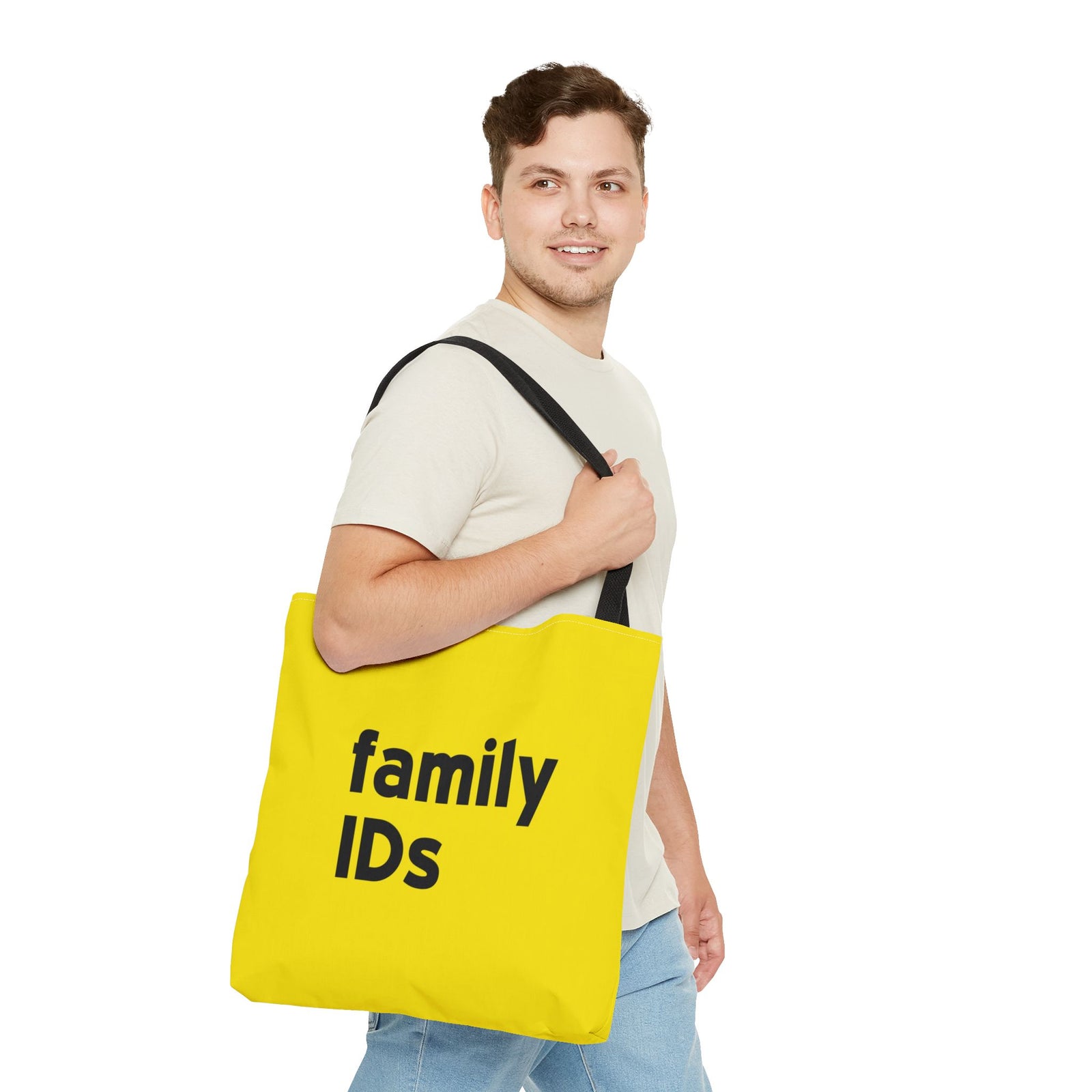 Family Ids Tote Bag — Printed Green Travel Tote