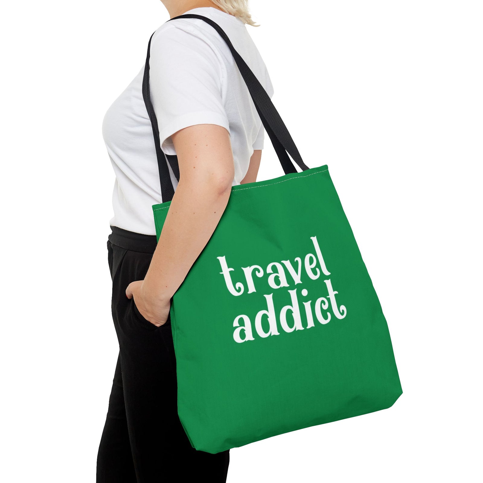 Travel Addict Tote Bag — Printed Green Travel Tote