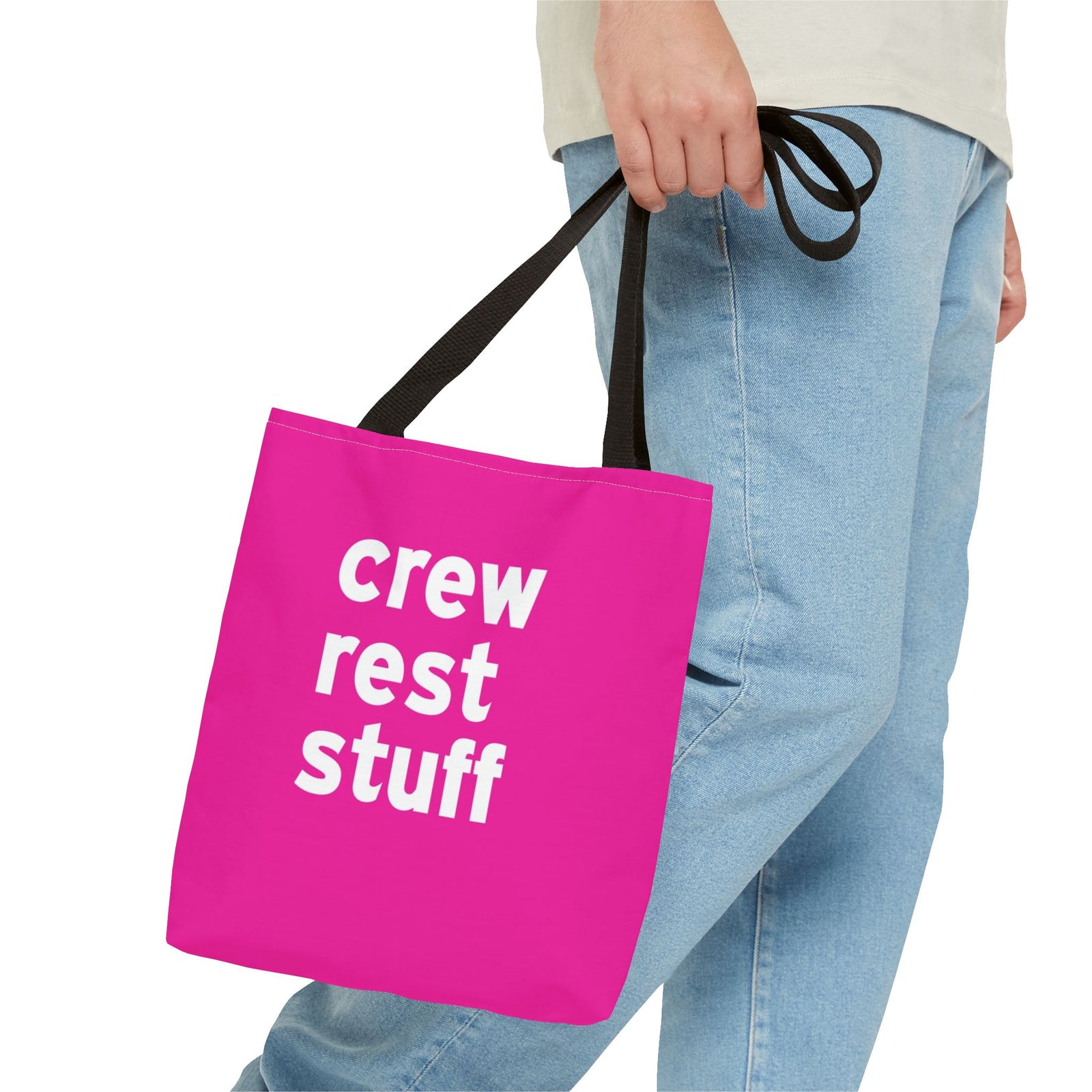 Crew Rest Stuff Tote Bag — Printed Green Travel Tote