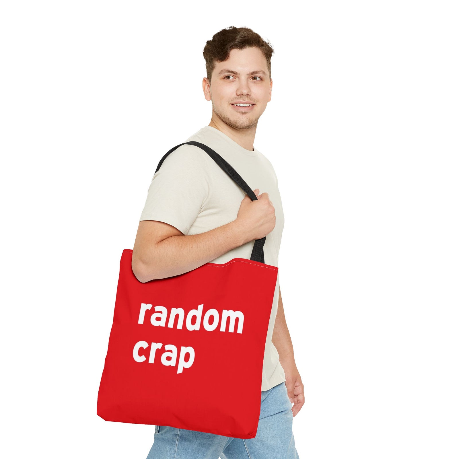 Random Crap Tote Bag — Printed Green Travel Tote
