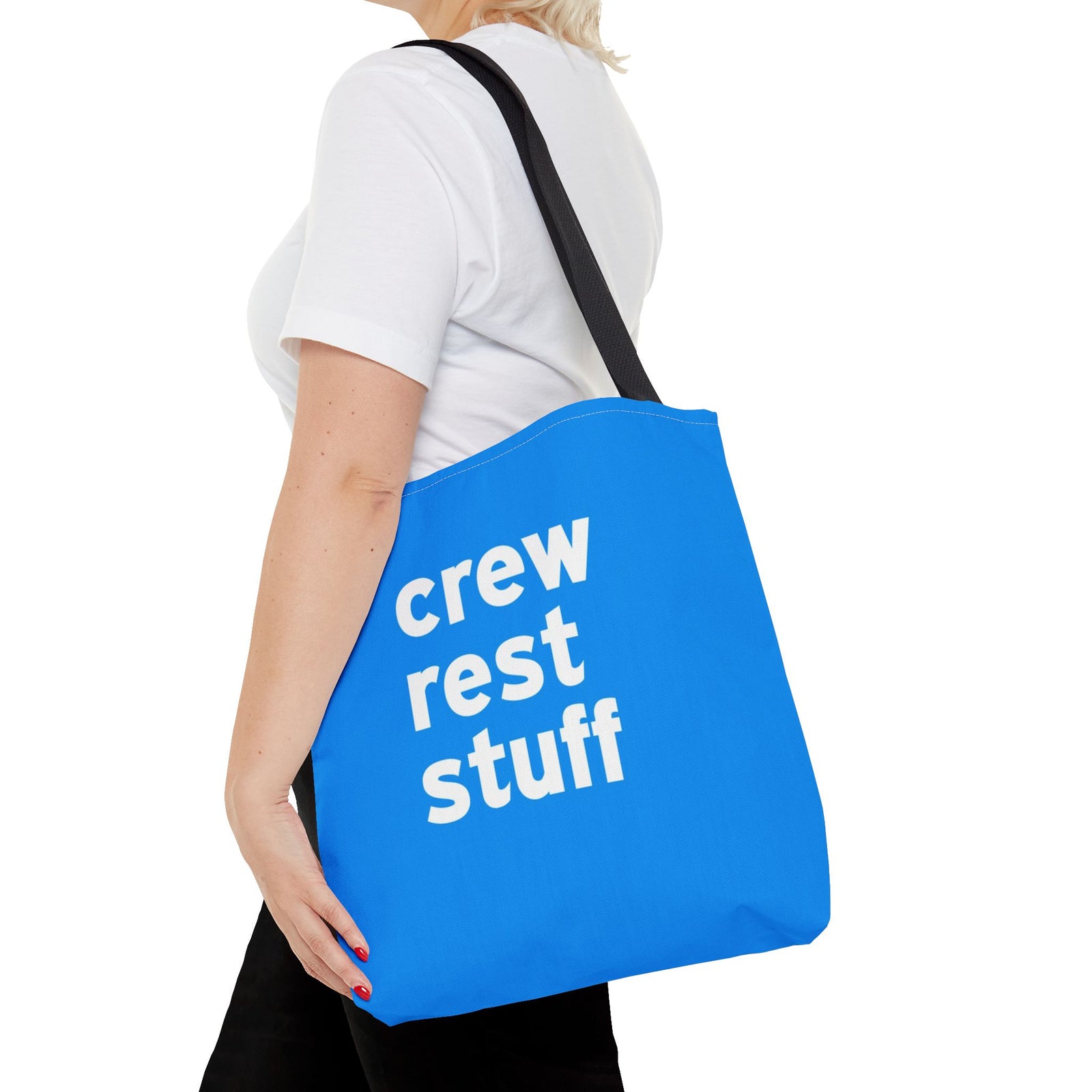 Crew Rest Stuff Tote Bag — Printed Green Travel Tote