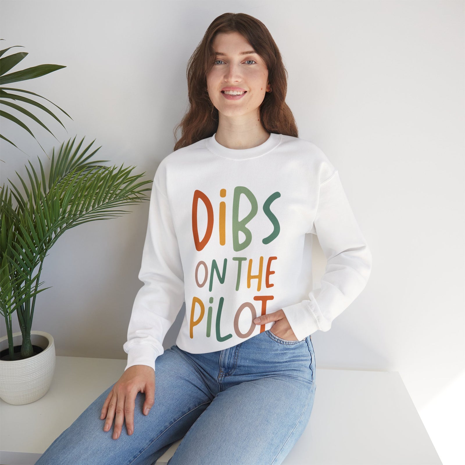 Dibs On The Pilot Crewneck Sweatshirt - Travel Inspiring Cozy Apparel