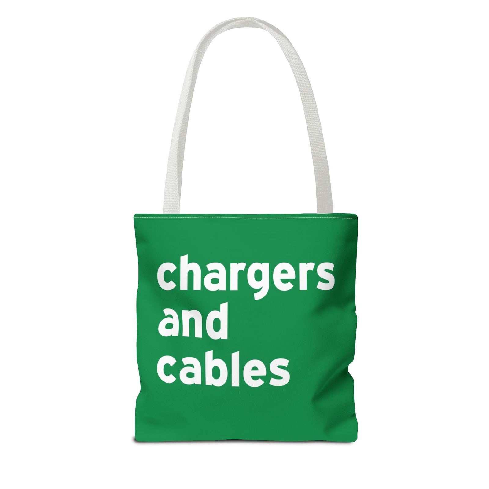 Chargers And Cables Tote Bag — Printed Green Travel Tote