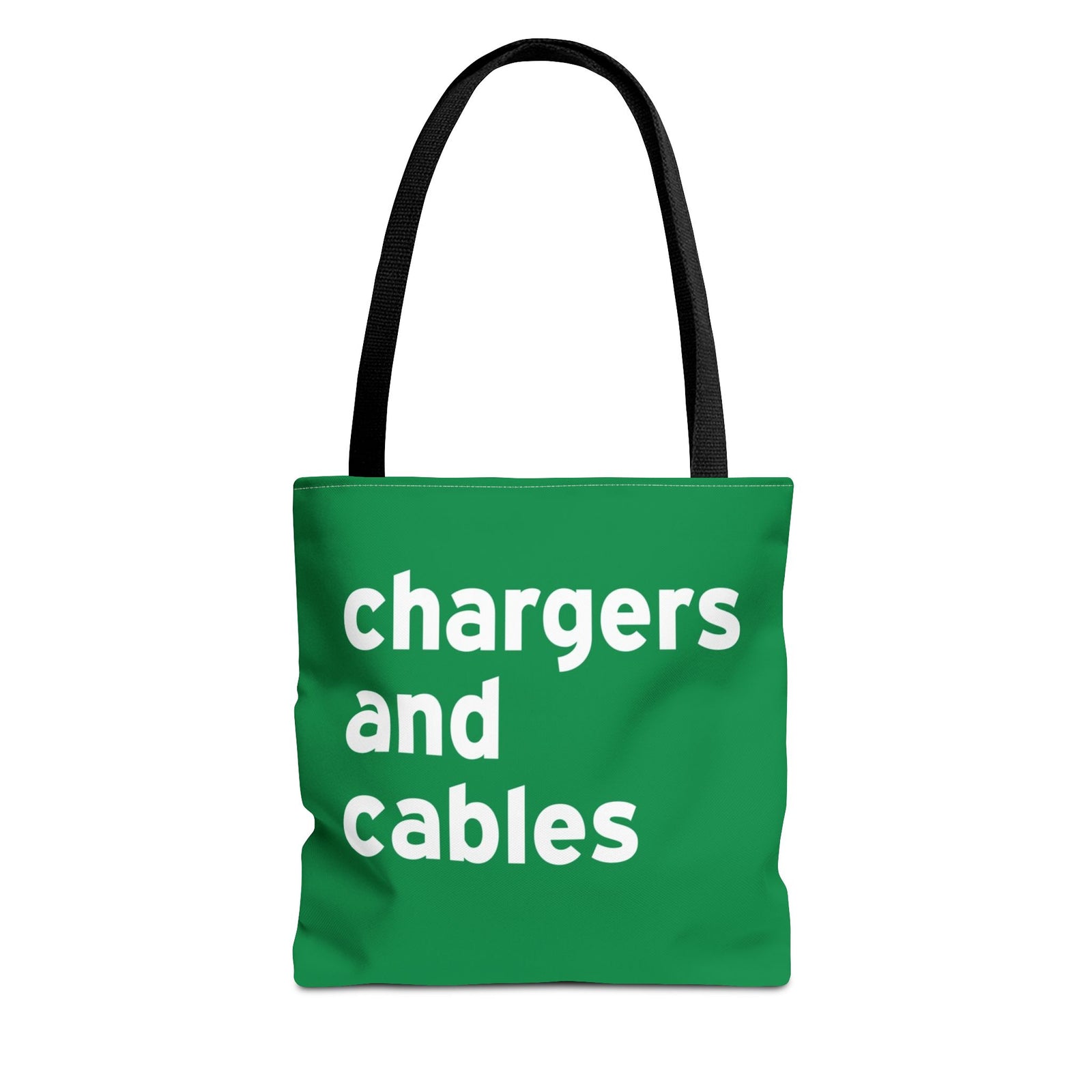 Chargers And Cables Tote Bag — Printed Green Travel Tote