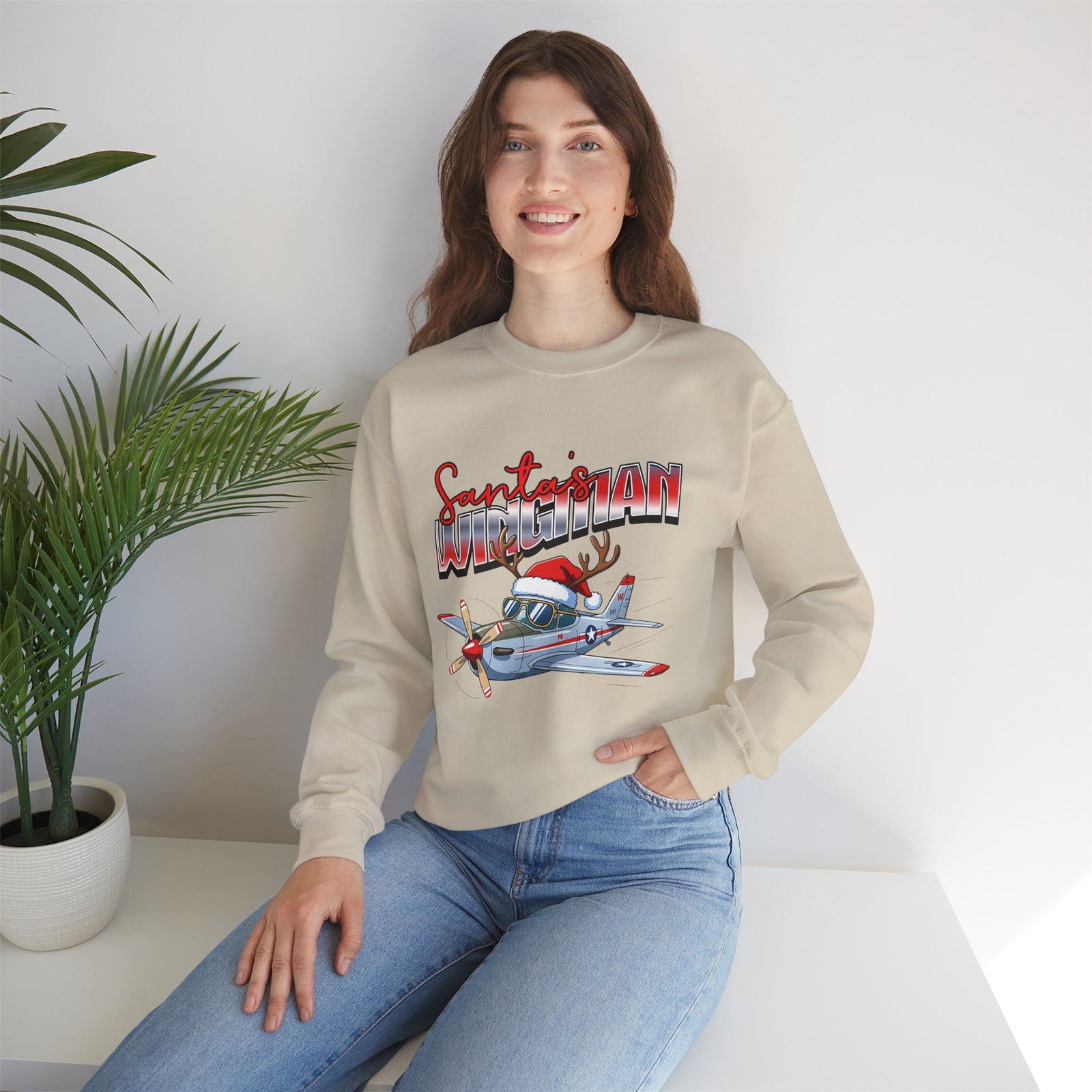 Santa’s wingman Crewneck Sweatshirt - Travel Inspiring Cozy Apparel