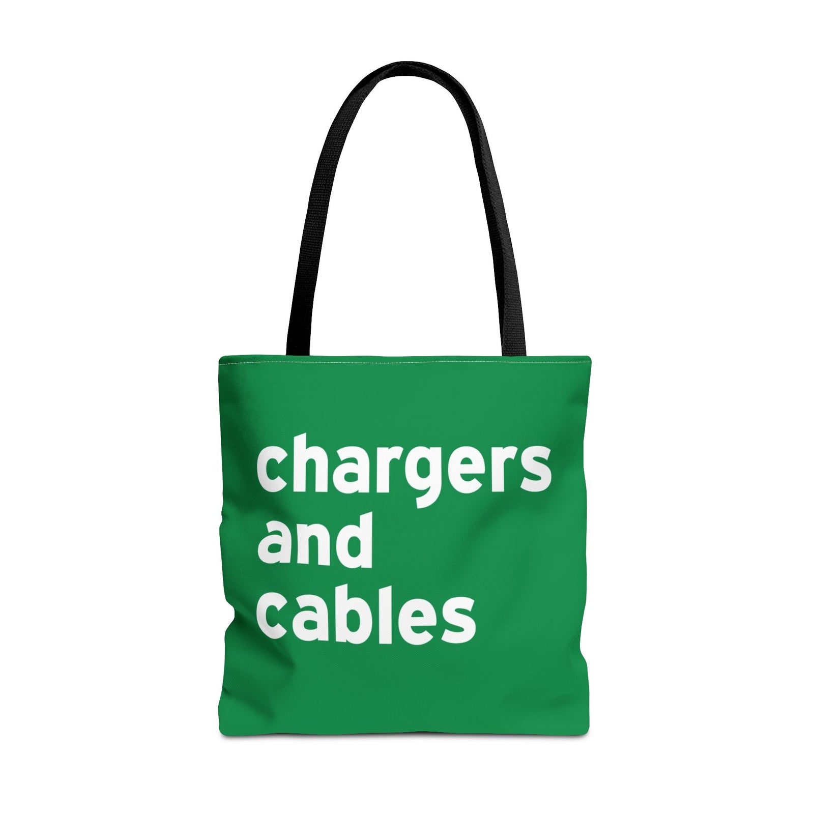 Chargers And Cables Tote Bag — Printed Green Travel Tote