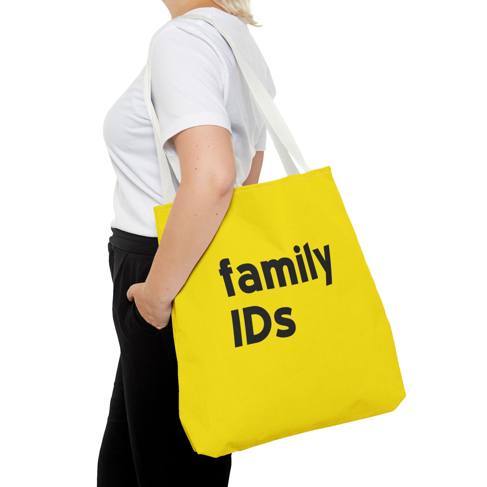 Family Ids Tote Bag — Printed Green Travel Tote
