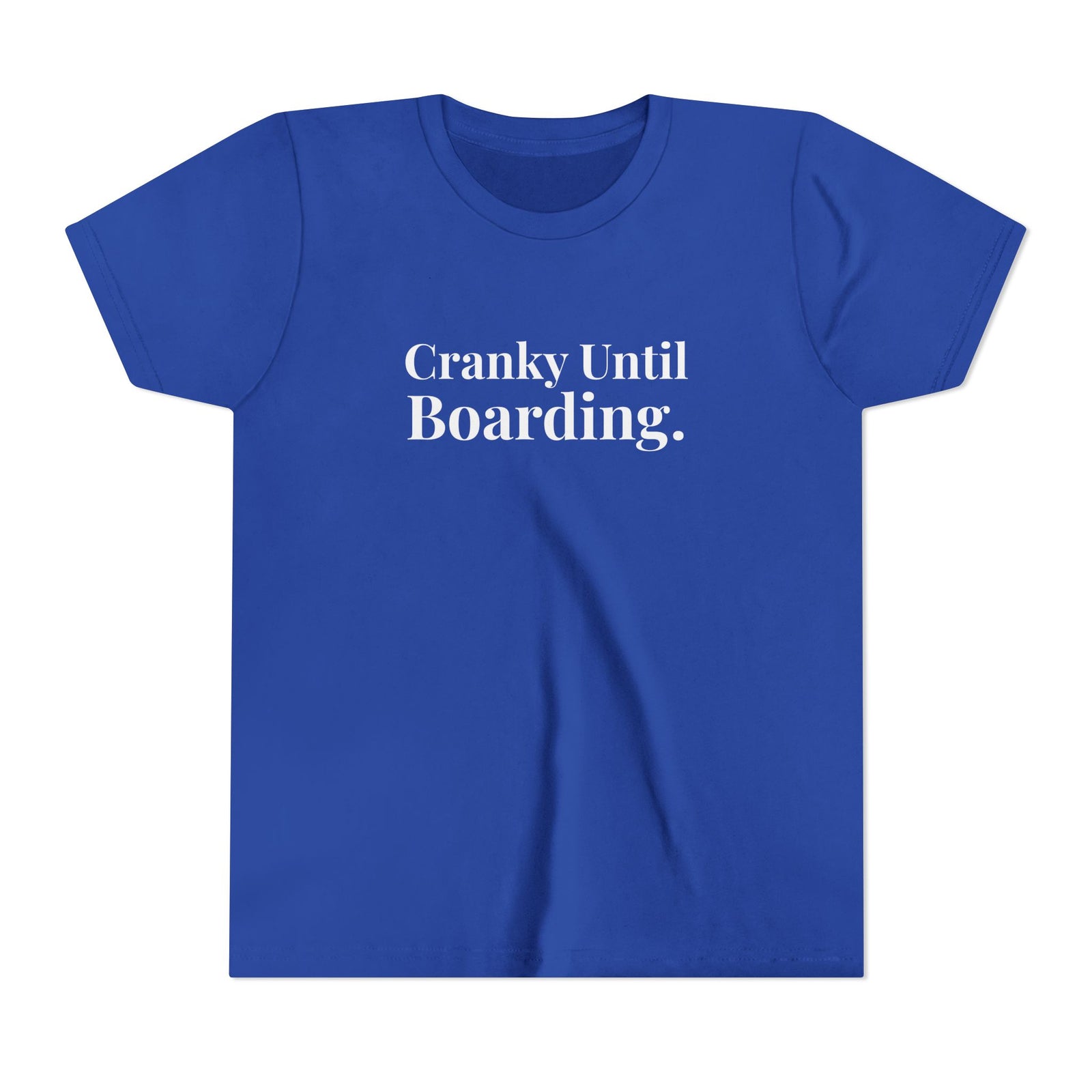 Cranky Until Boarding. - Unisex Youth Short Sleeve Tee