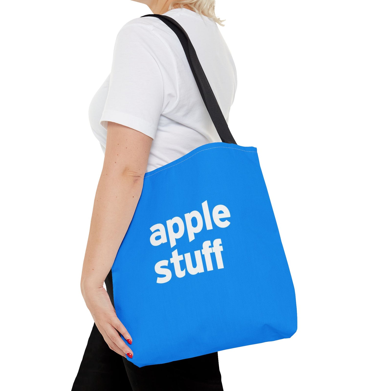 Apple Stuff Tote Bag — Printed Green Travel Tote