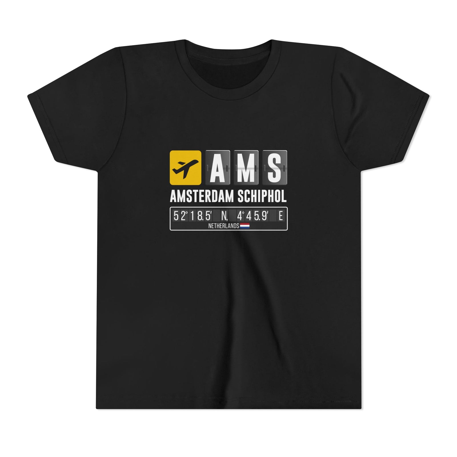 AMS Amsterdam Airport Schiphol - Unisex Youth Short Sleeve Tee