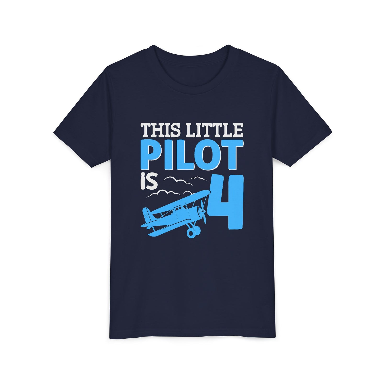 This Little Pilot Is 4 - Unisex Youth Short Sleeve Tee