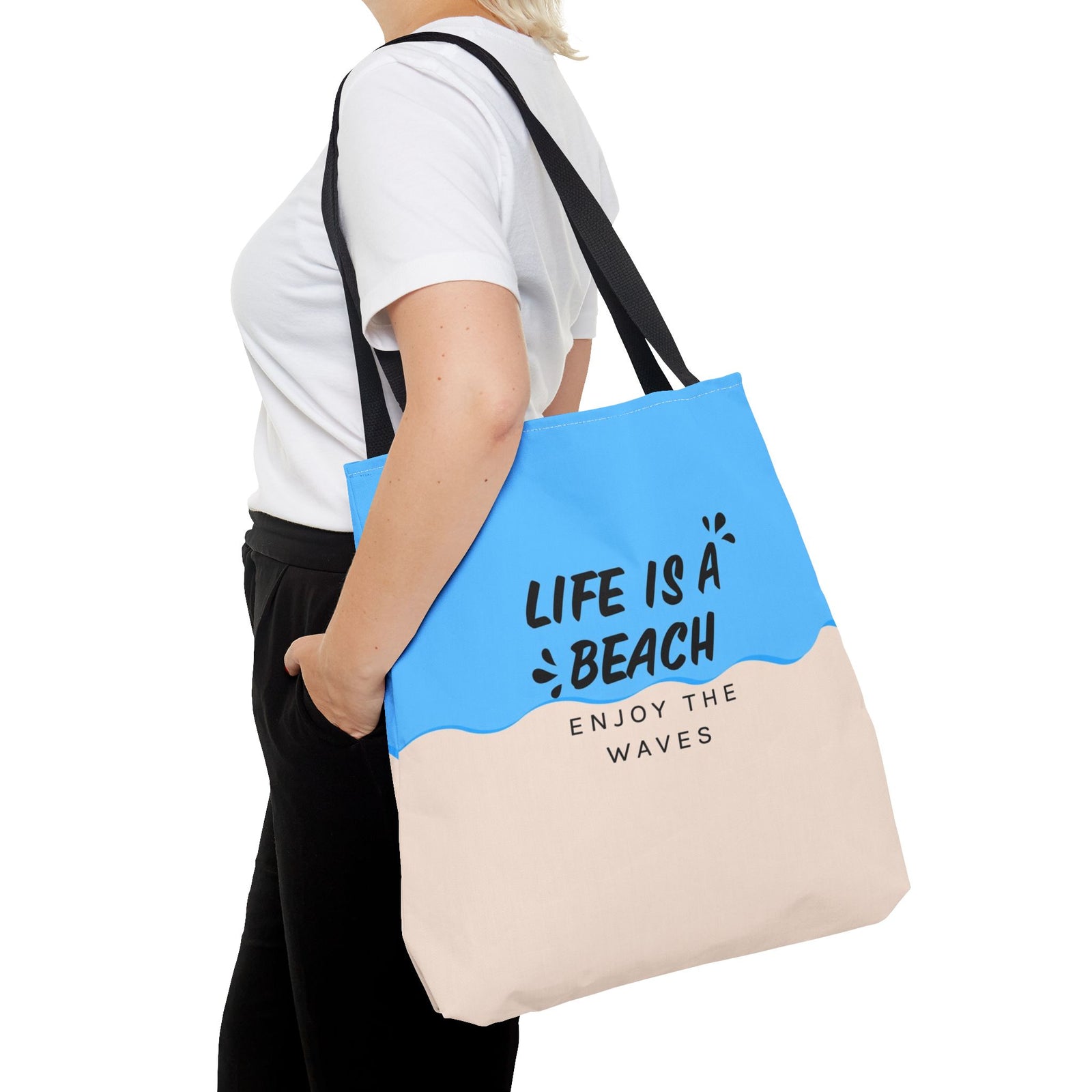 Life Is A Beach Tote Bag — Printed Green Travel Tote