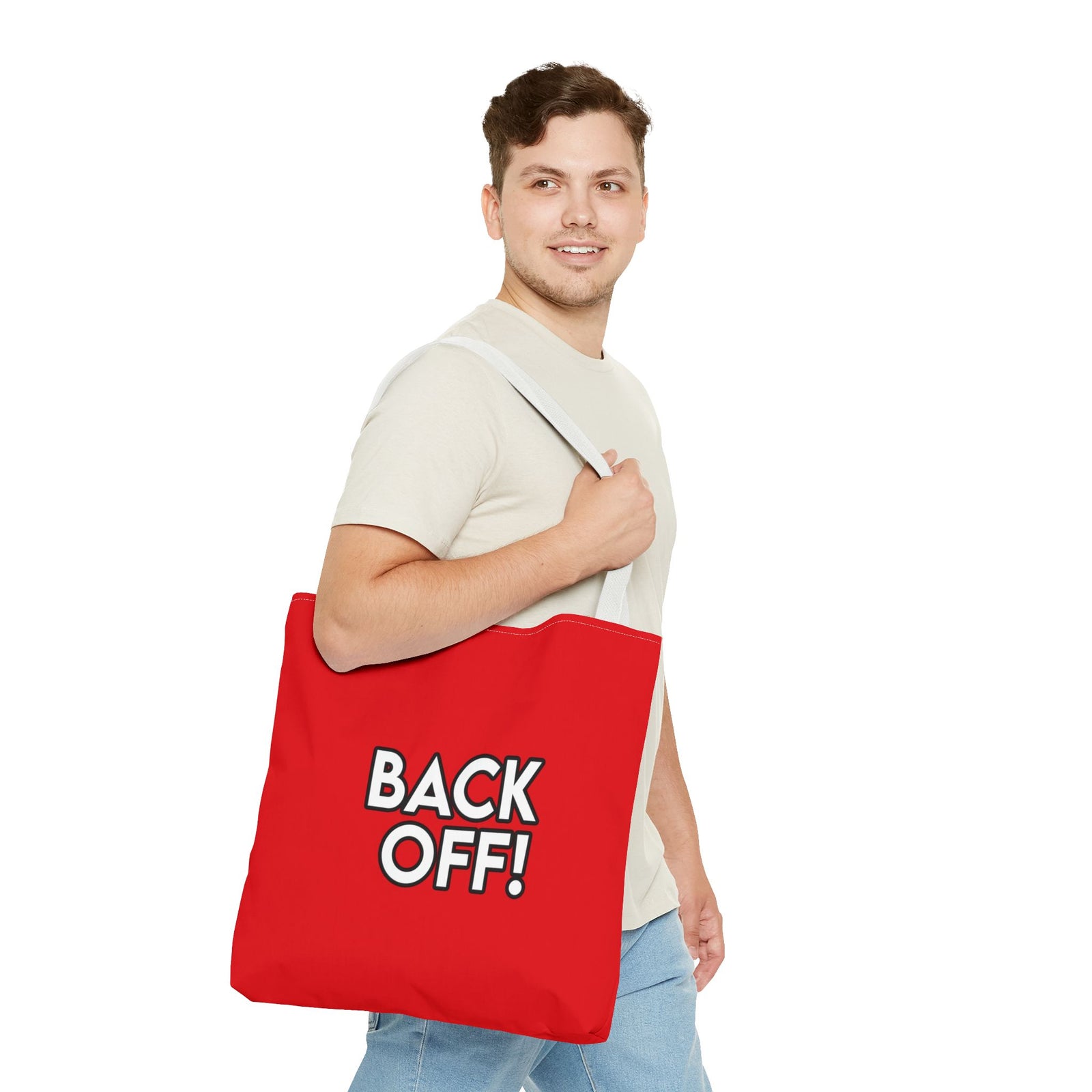 Back Off! Tote Bag — Printed Green Travel Tote