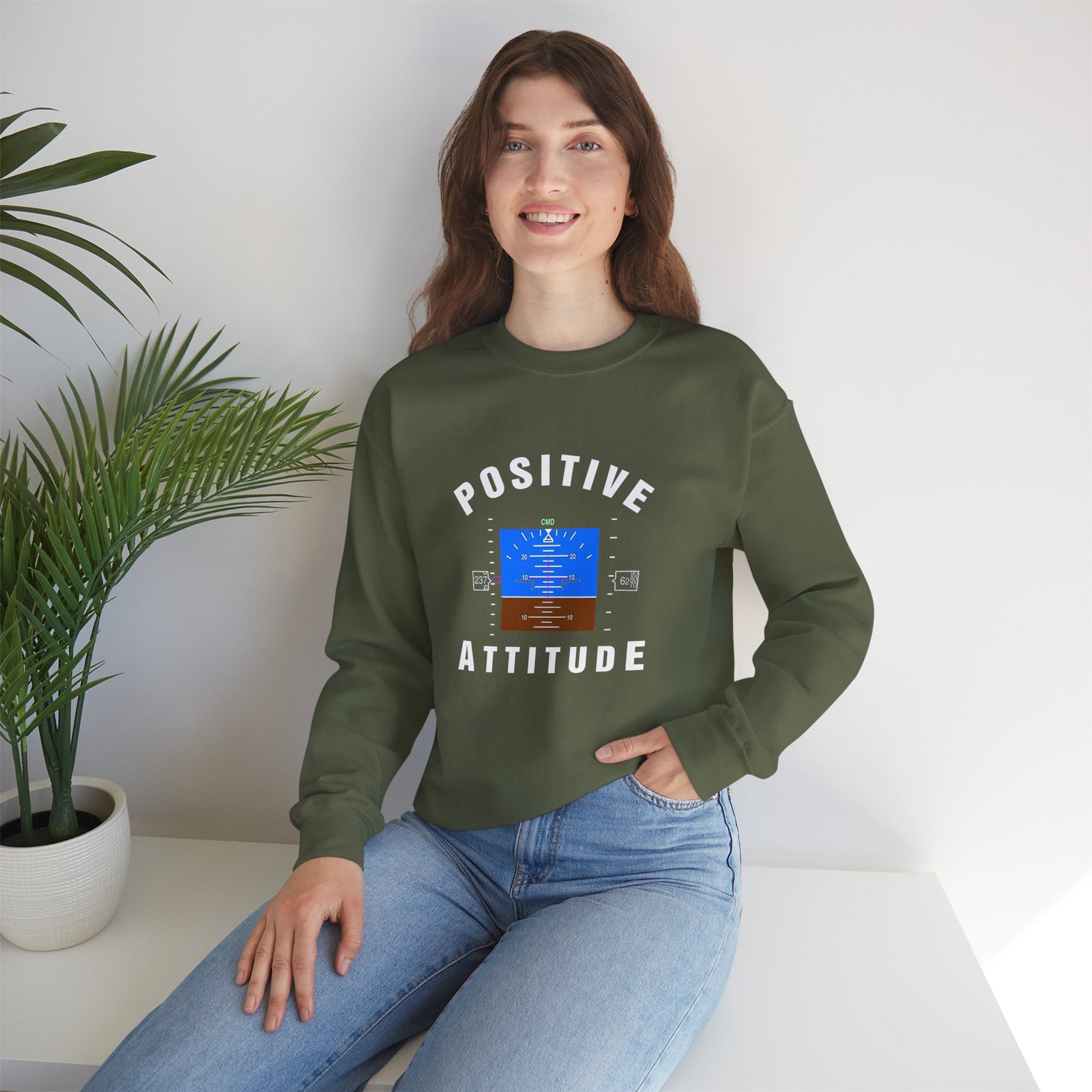 Positive Attitude Crewneck Sweatshirt - Travel Inspiring Cozy Apparel
