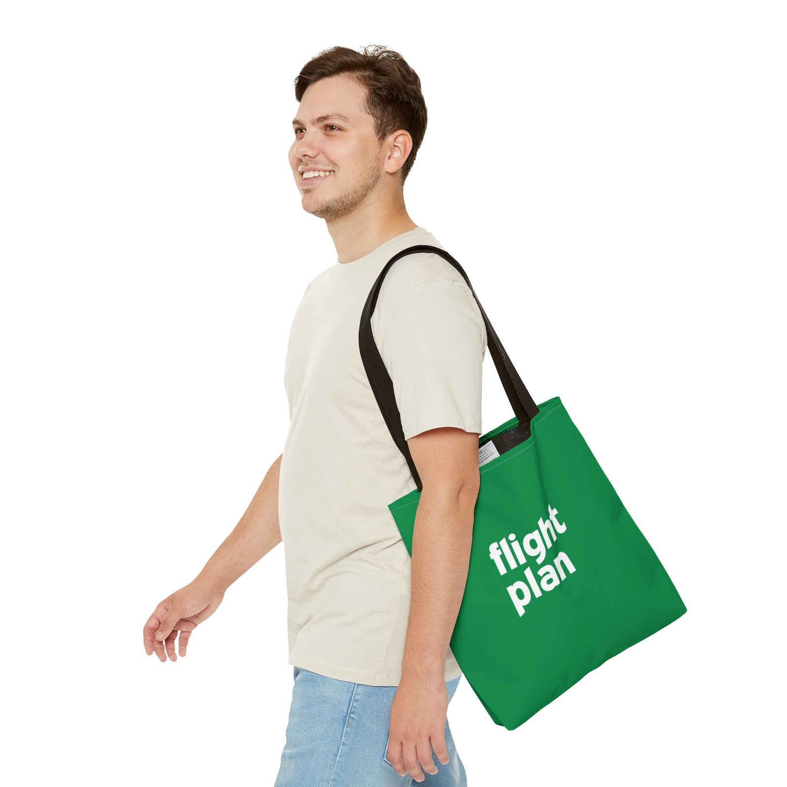 Flight Plan Tote Bag — Printed Green Travel Tote