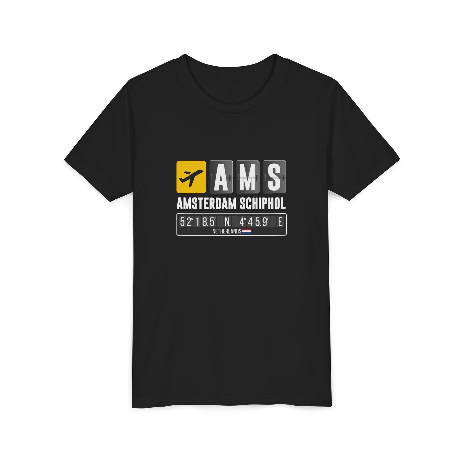 AMS Amsterdam Airport Schiphol - Unisex Youth Short Sleeve Tee