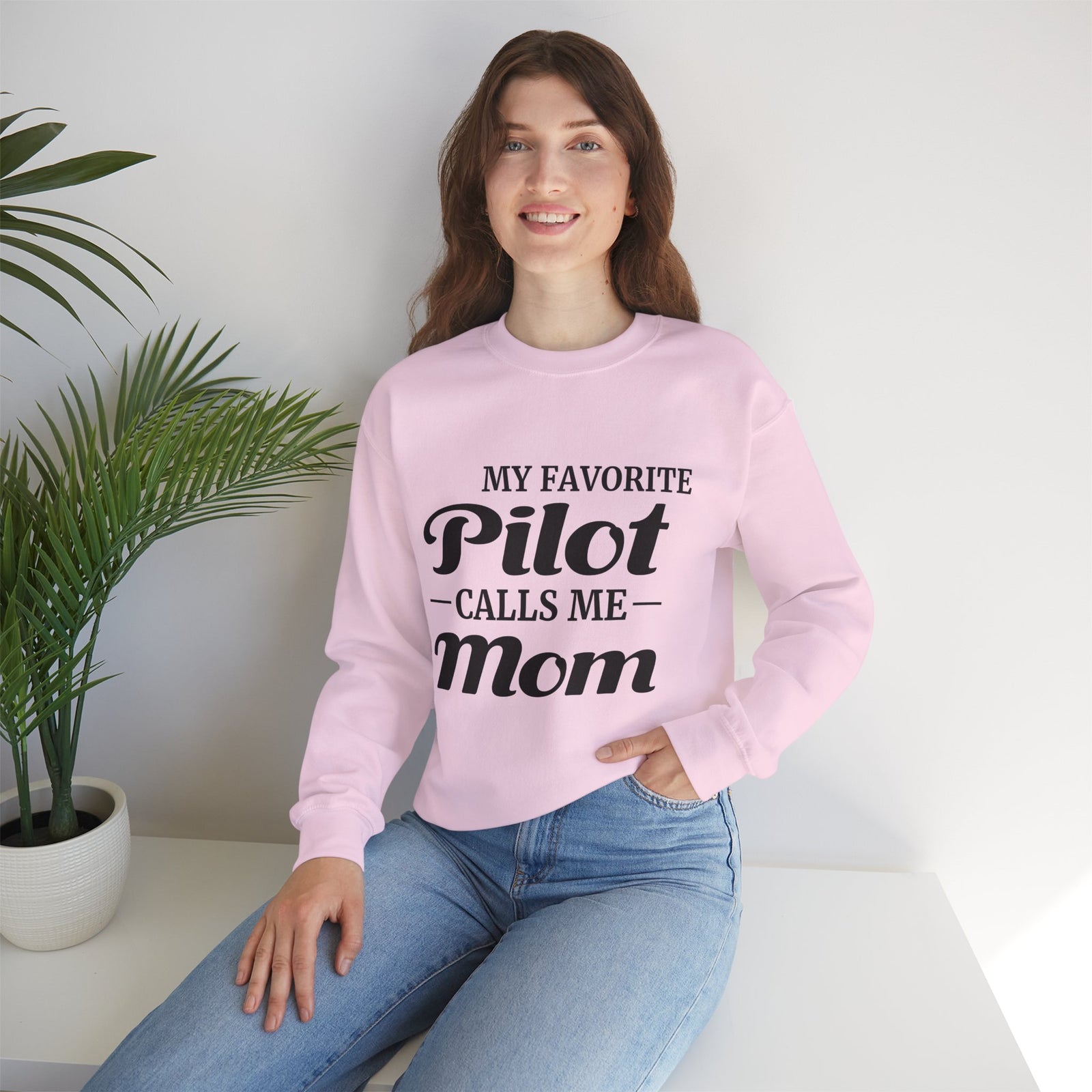 My Favorite Pilot Calls Me Mom Crewneck Sweatshirt - Travel Inspiring Cozy Apparel