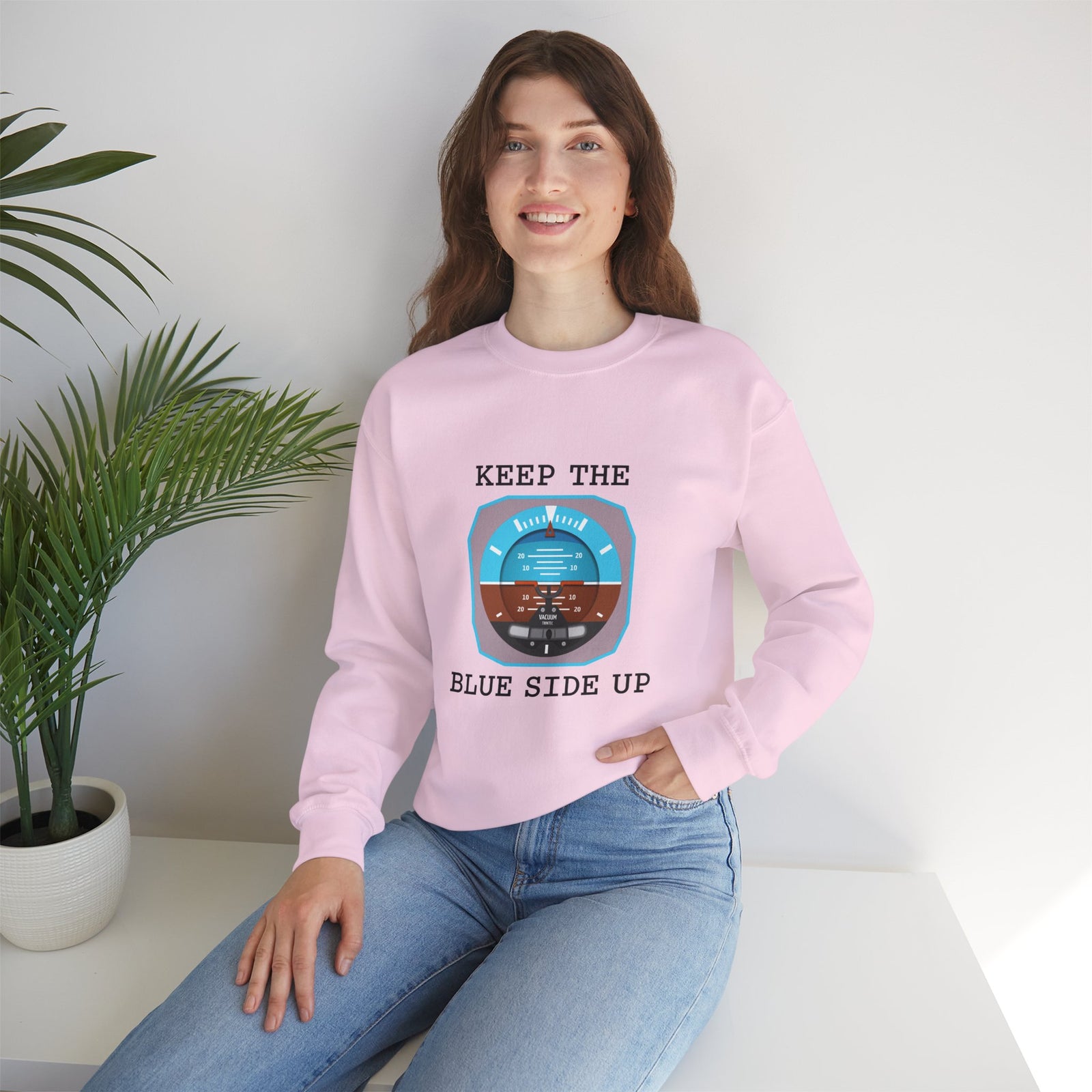 Keep The Blue Side Up Crewneck Sweatshirt - Travel Inspiring Cozy Apparel