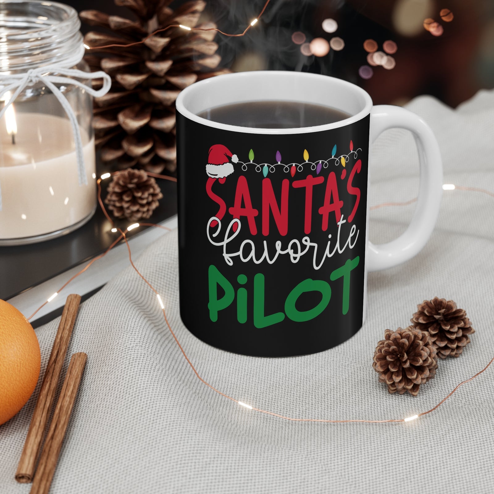 Santa’s favourite pilot - 11oz Ceramic Coffee Cup for Aviation Enthusiasts