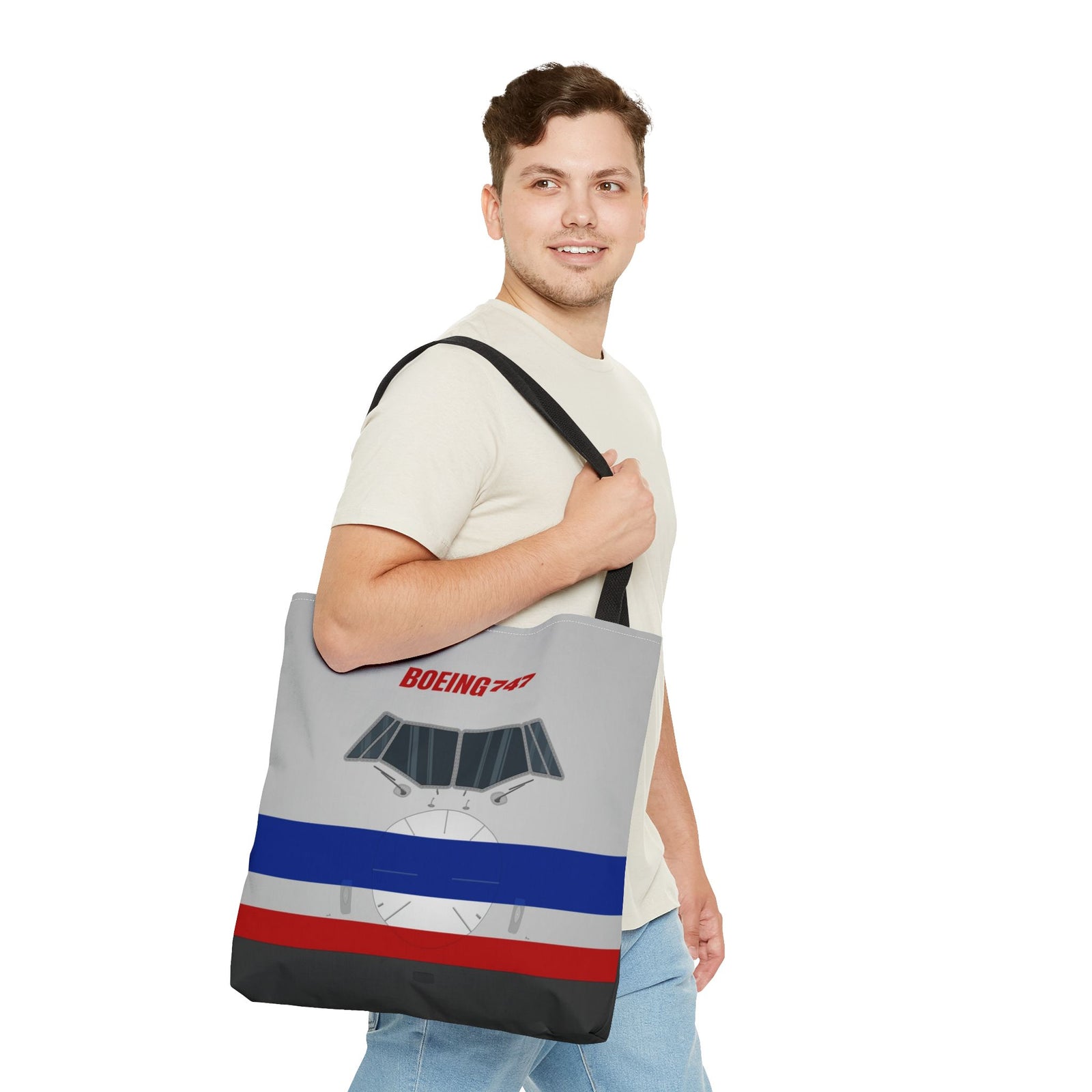 AA 747 Tote Bag — Printed Green Travel Tote