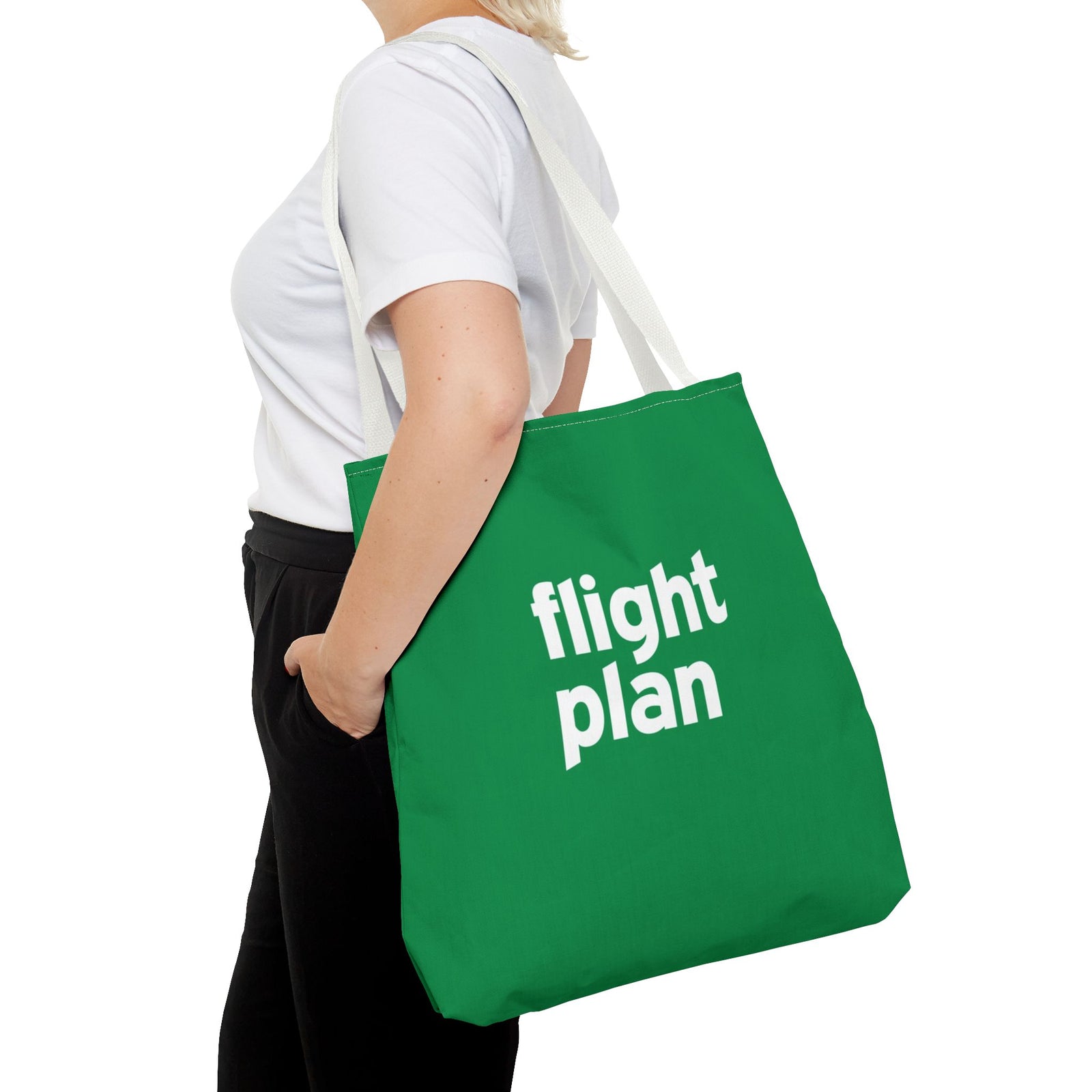 Flight Plan Tote Bag — Printed Green Travel Tote