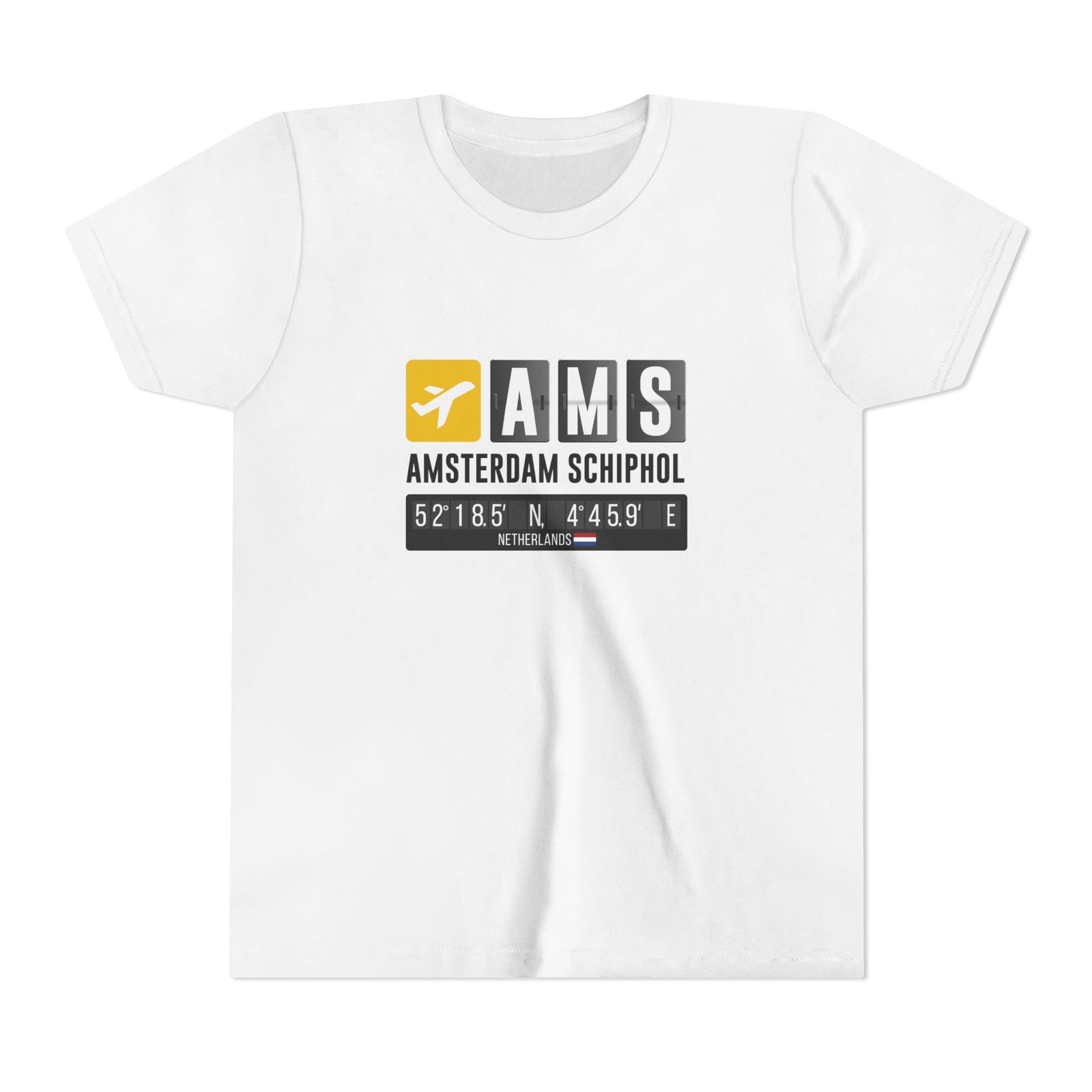 AMS Amsterdam Airport Schiphol - Unisex Youth Short Sleeve Tee