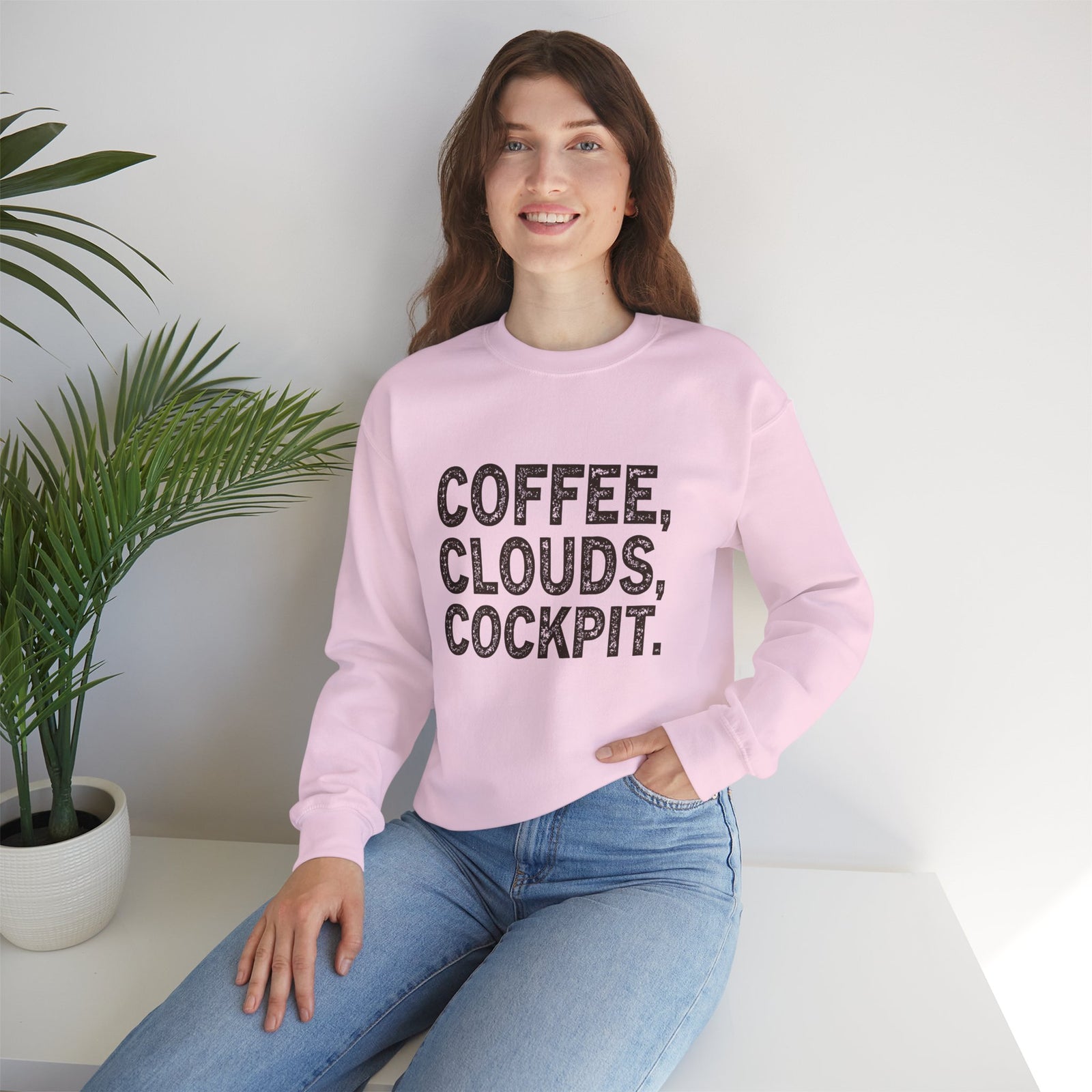 Coffee Clouds Cockpit Crewneck Sweatshirt - Travel Inspiring Cozy Apparel