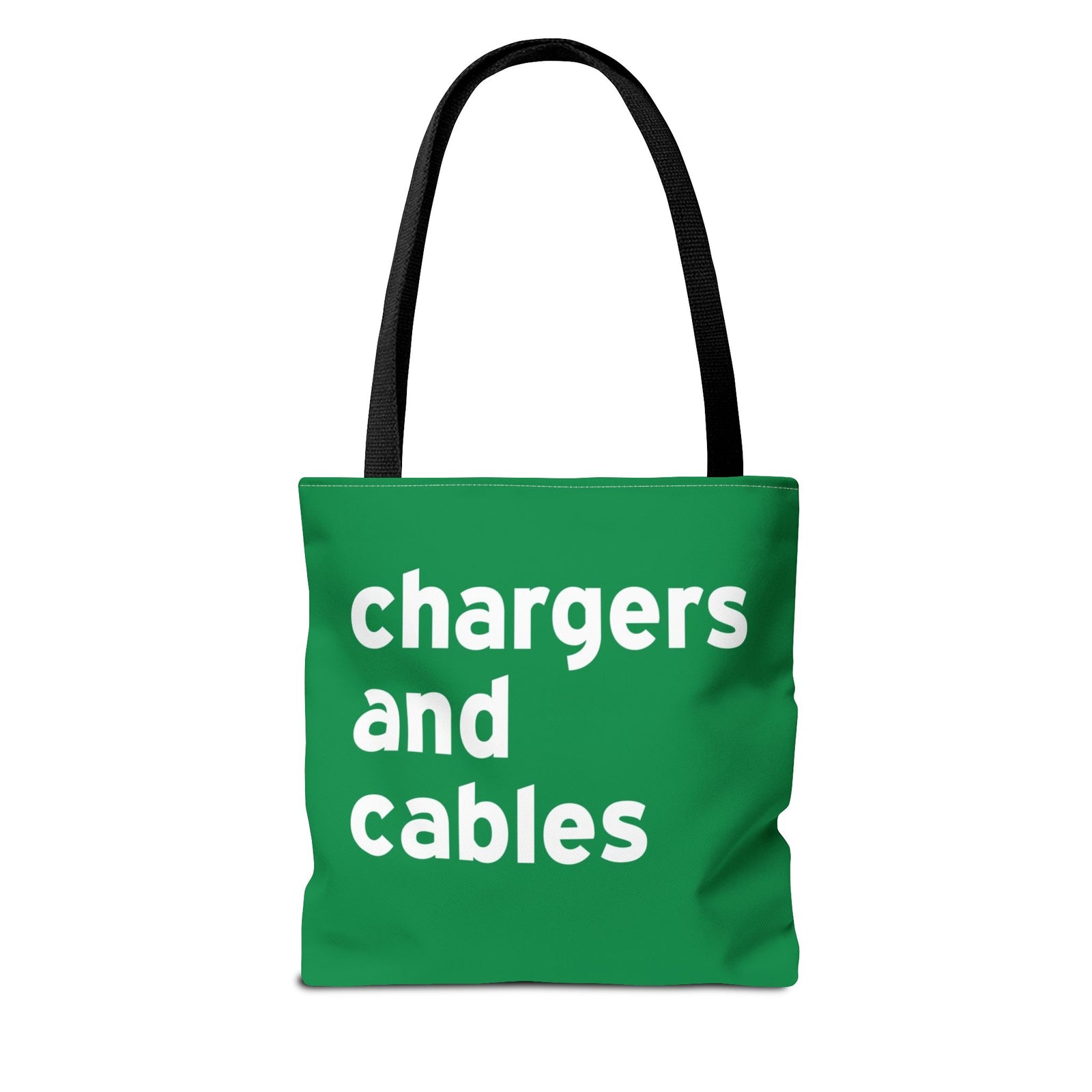 Chargers And Cables Tote Bag — Printed Green Travel Tote