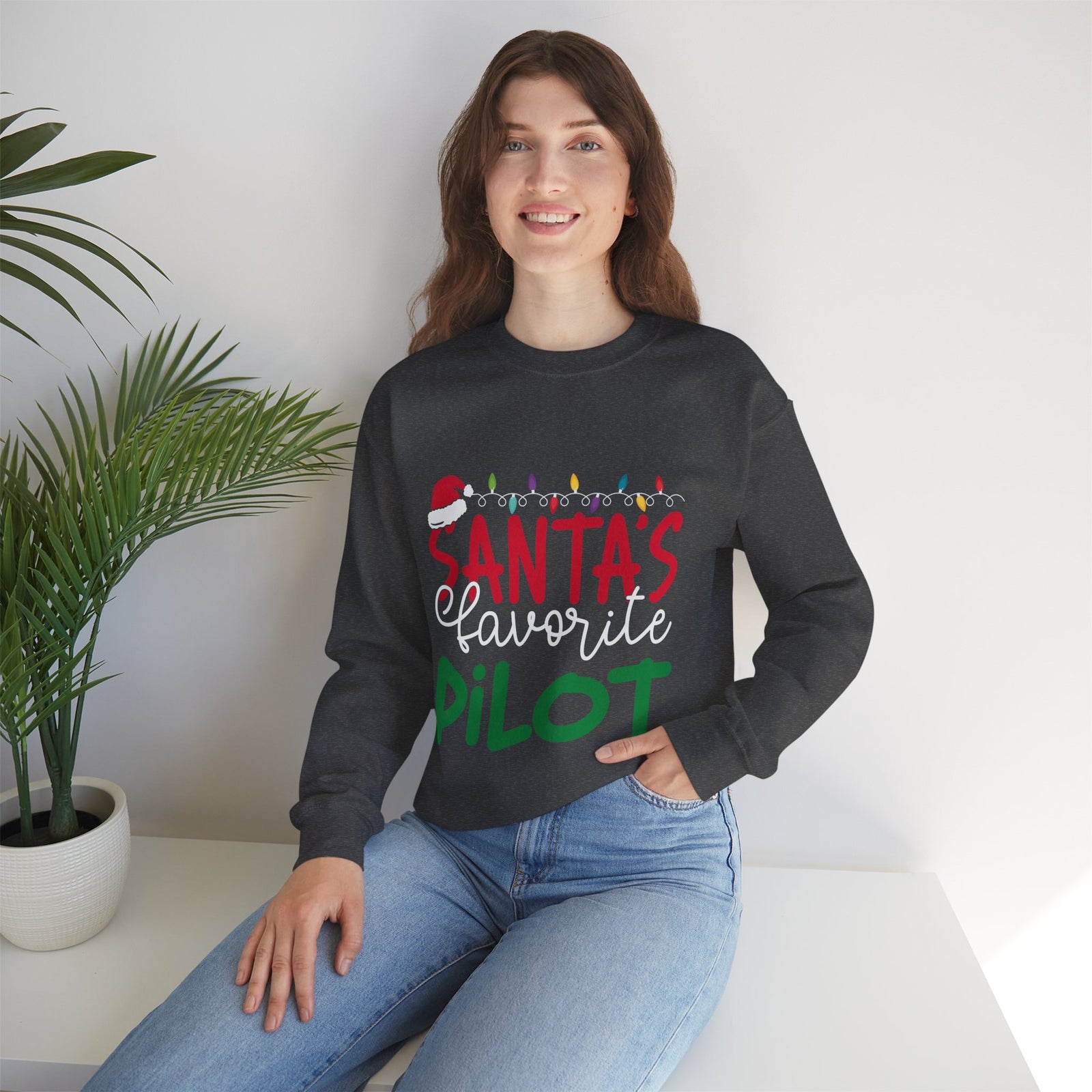 Santa’s favourite pilot Crewneck Sweatshirt - Travel Inspiring Cozy Apparel