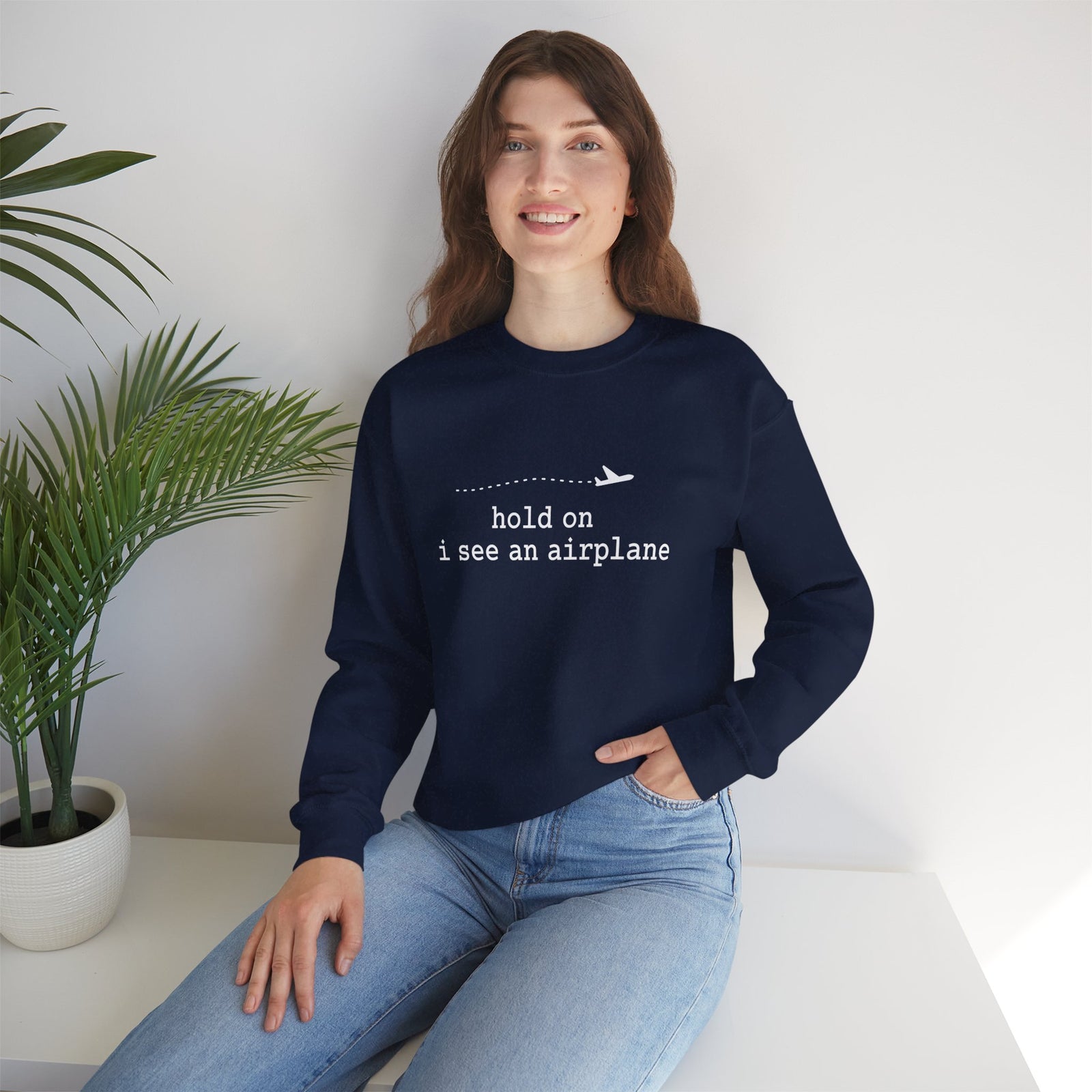 I See An Airplane Crewneck Sweatshirt - Travel Inspiring Cozy Apparel