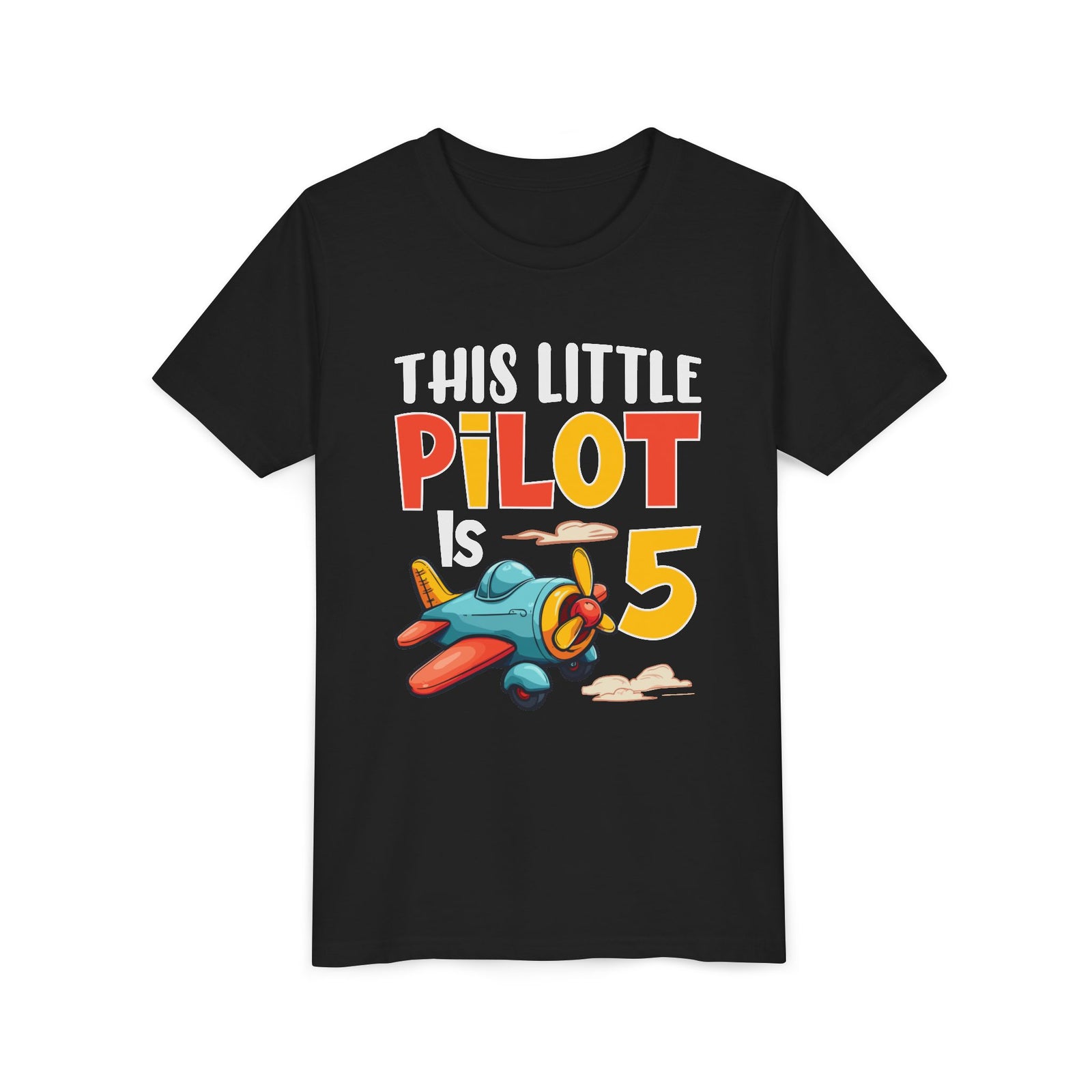 This Little Pilot Is 5 - Unisex Youth Short Sleeve Tee