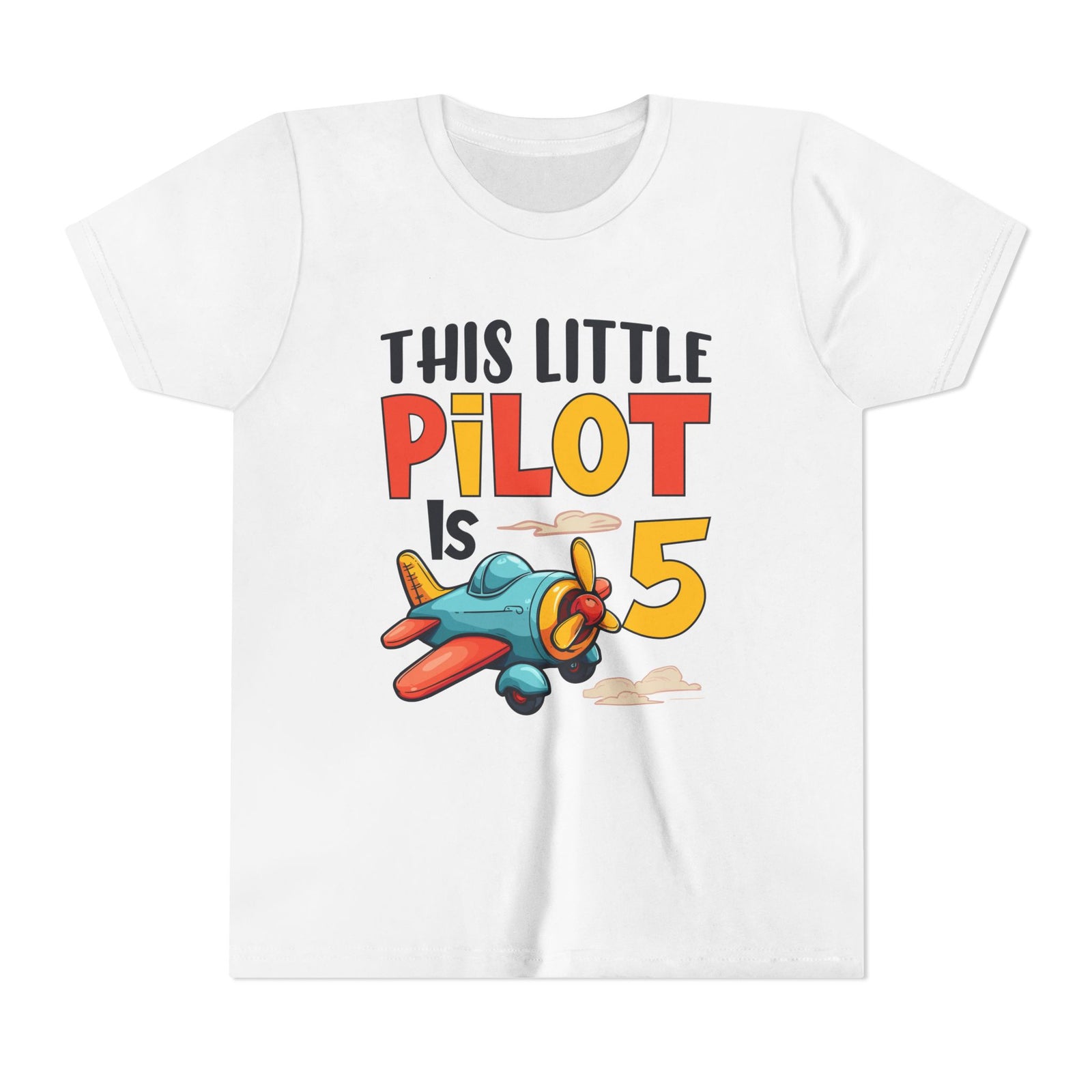 This Little Pilot Is 5 - Unisex Youth Short Sleeve Tee