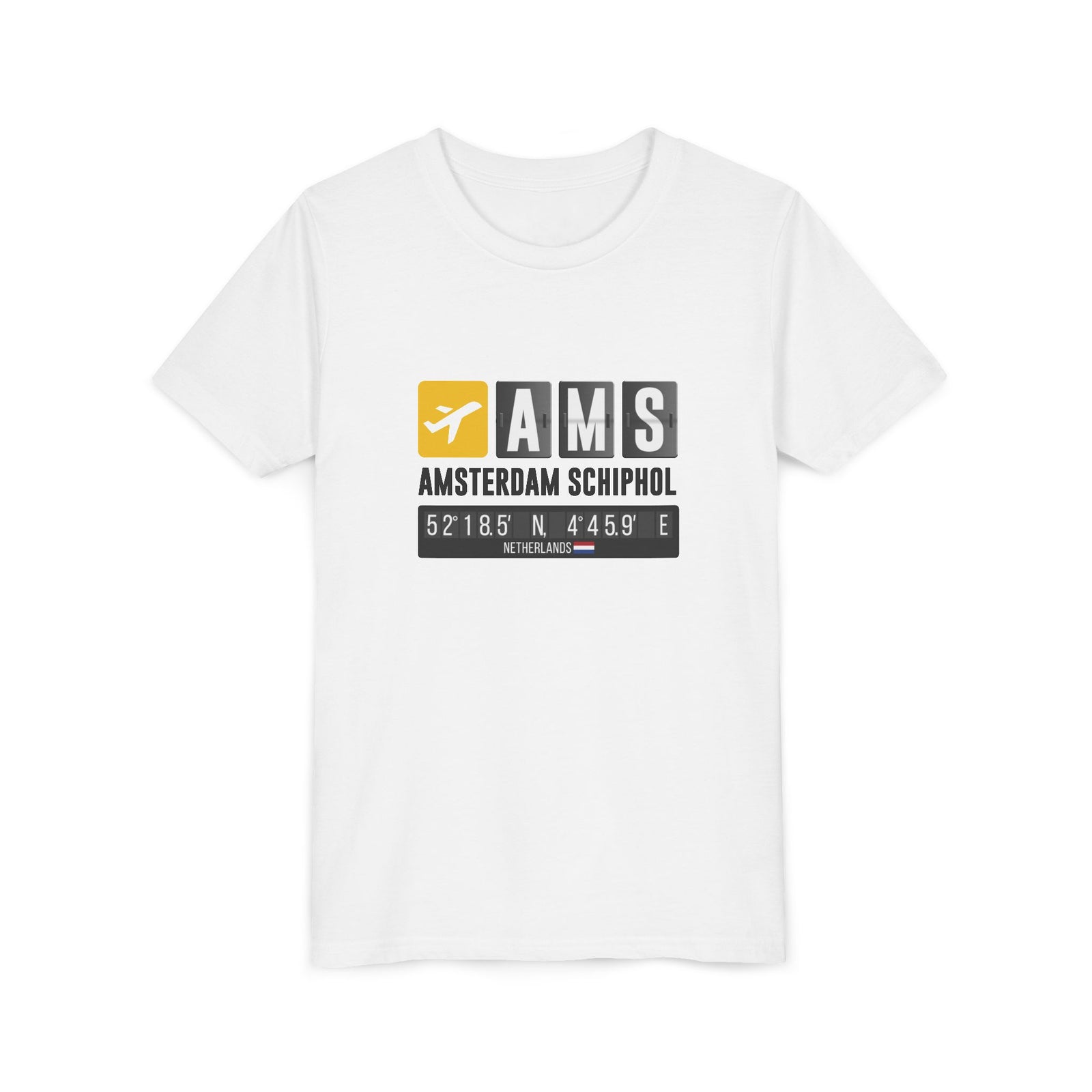 AMS Amsterdam Airport Schiphol - Unisex Youth Short Sleeve Tee
